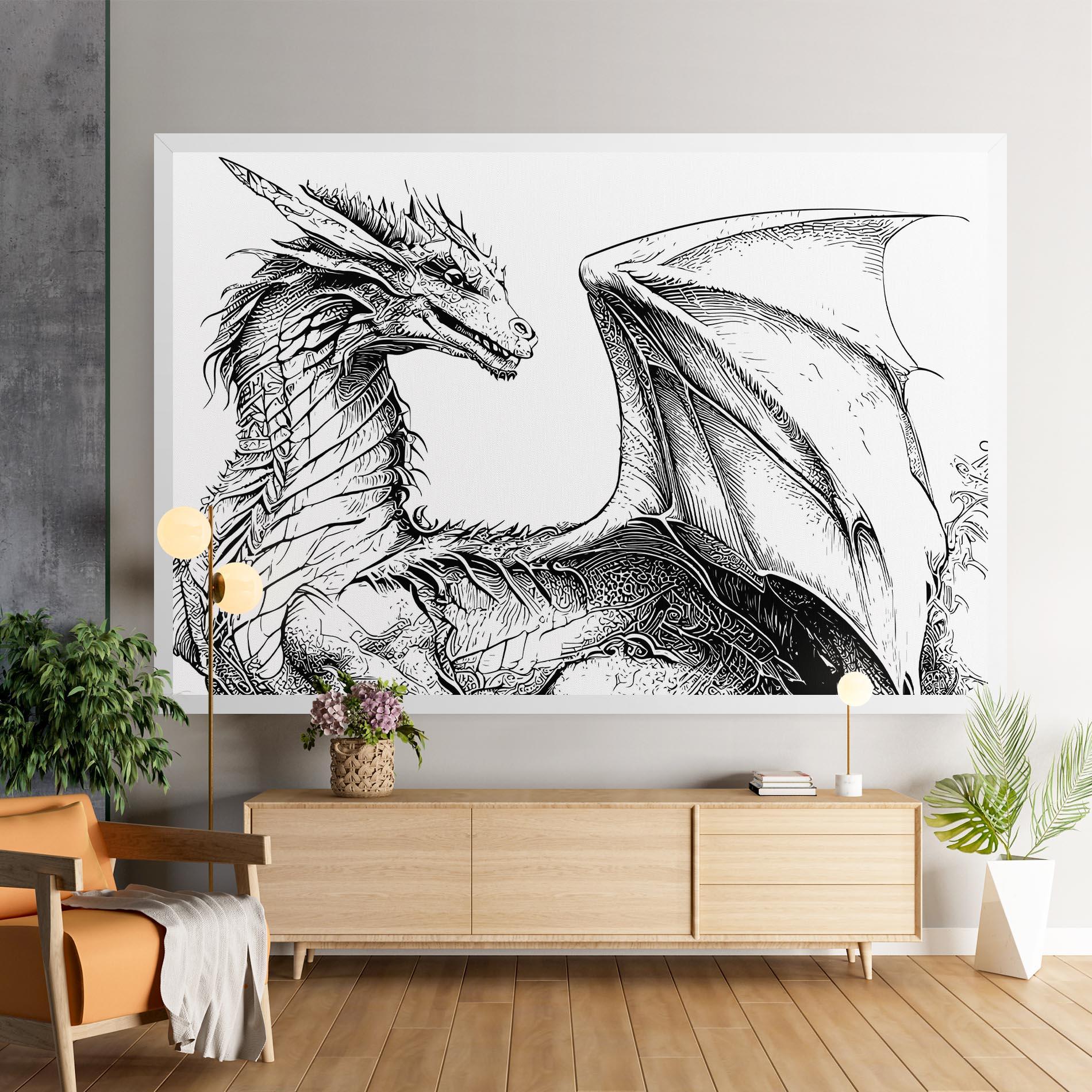 Картина на платно Dragon Sketch mockup 9