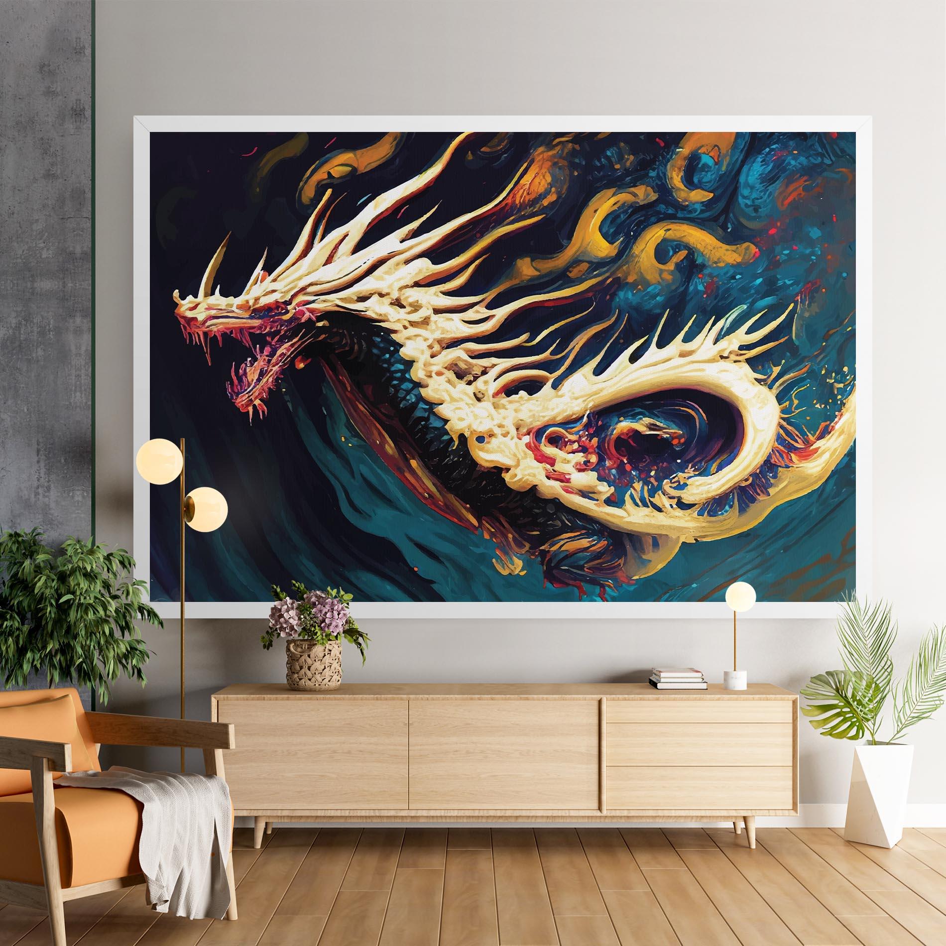 Картина на платно Flying Acrylic Dragon mockup 9