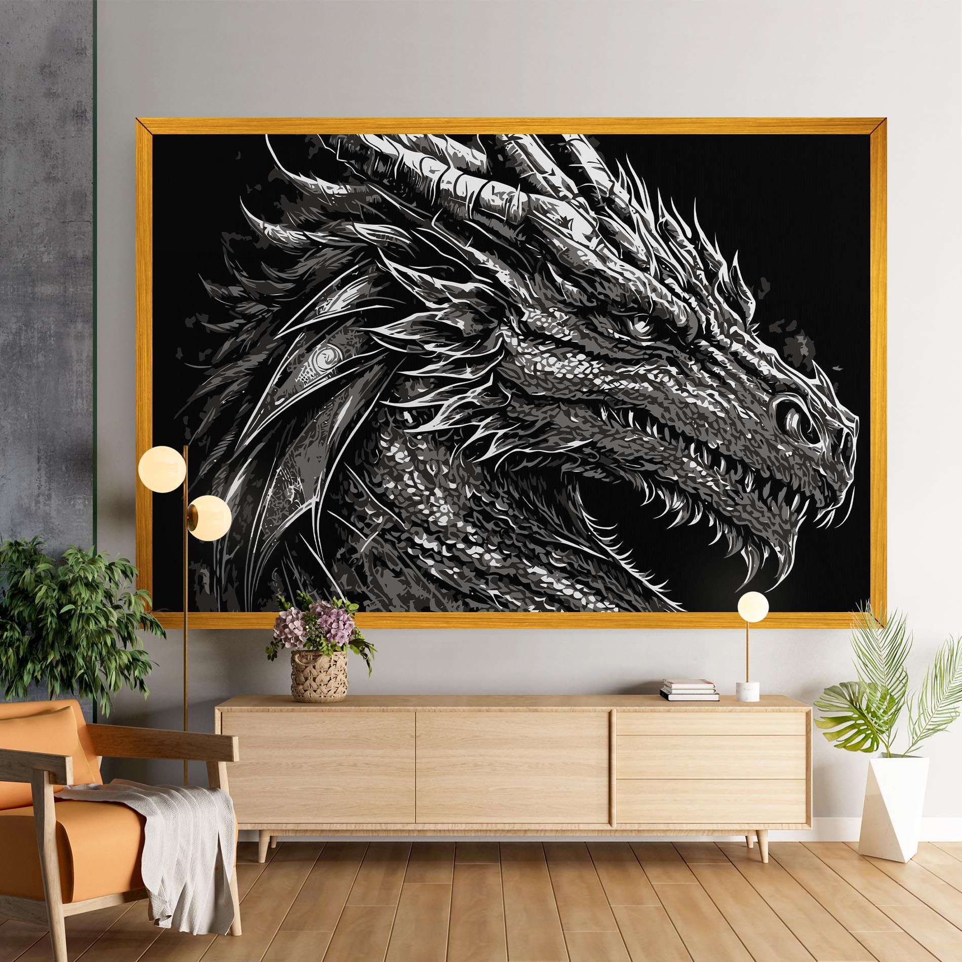 Grey White Dragon mockup 9