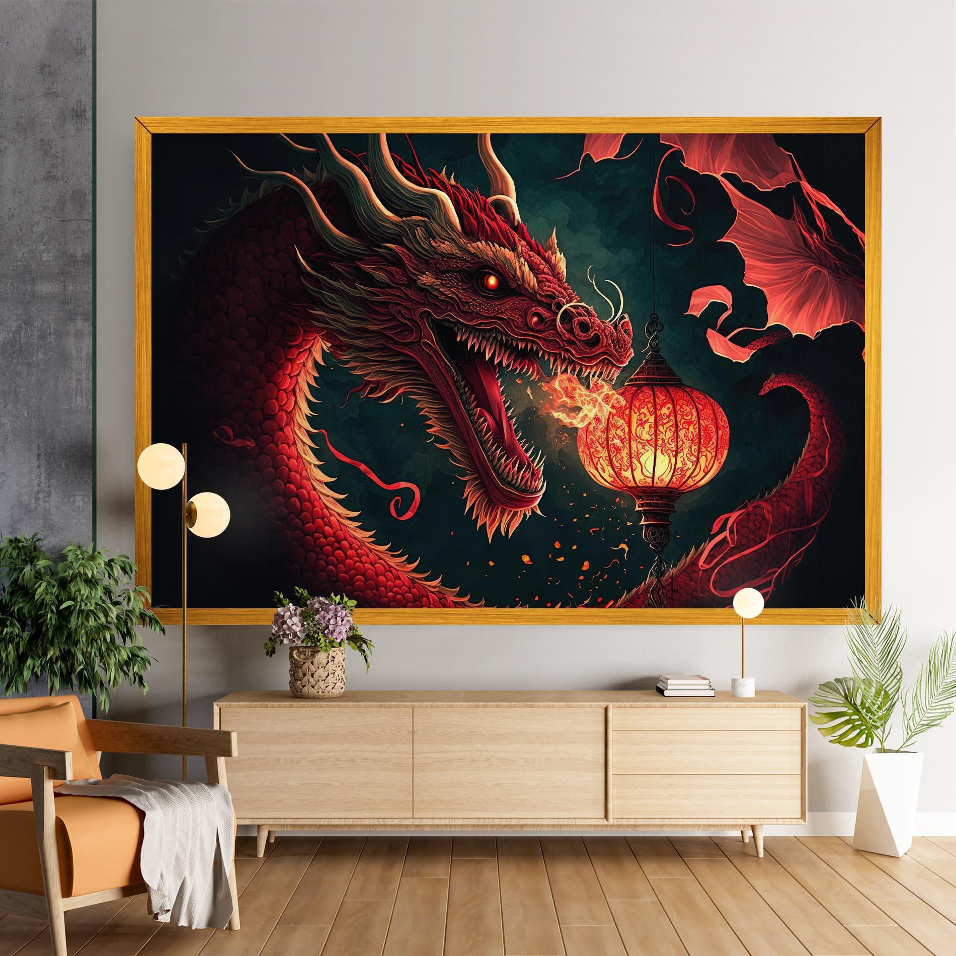 Картина на платно Red Fire Dragon mockup 9
