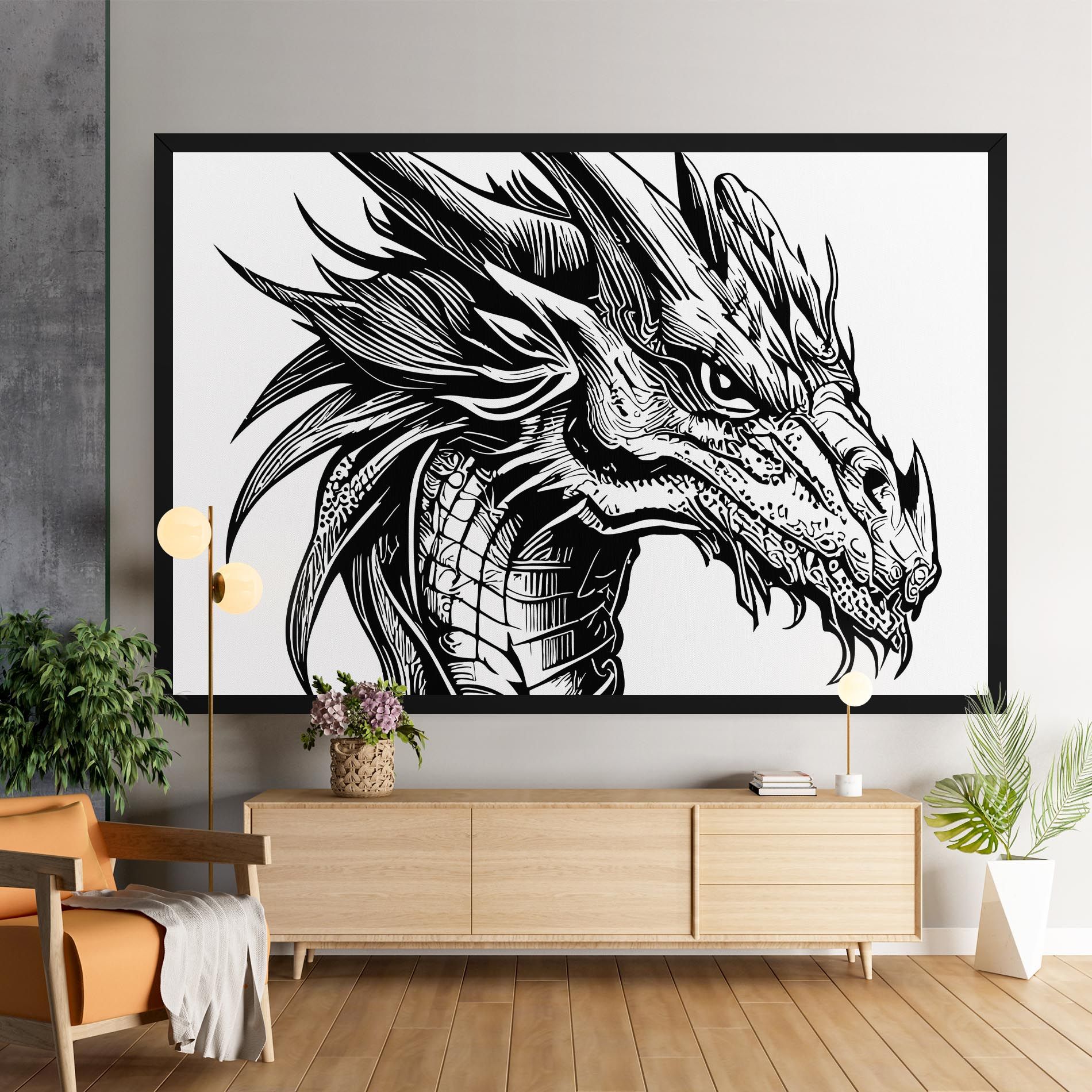 Black Line Dragon mockup 9