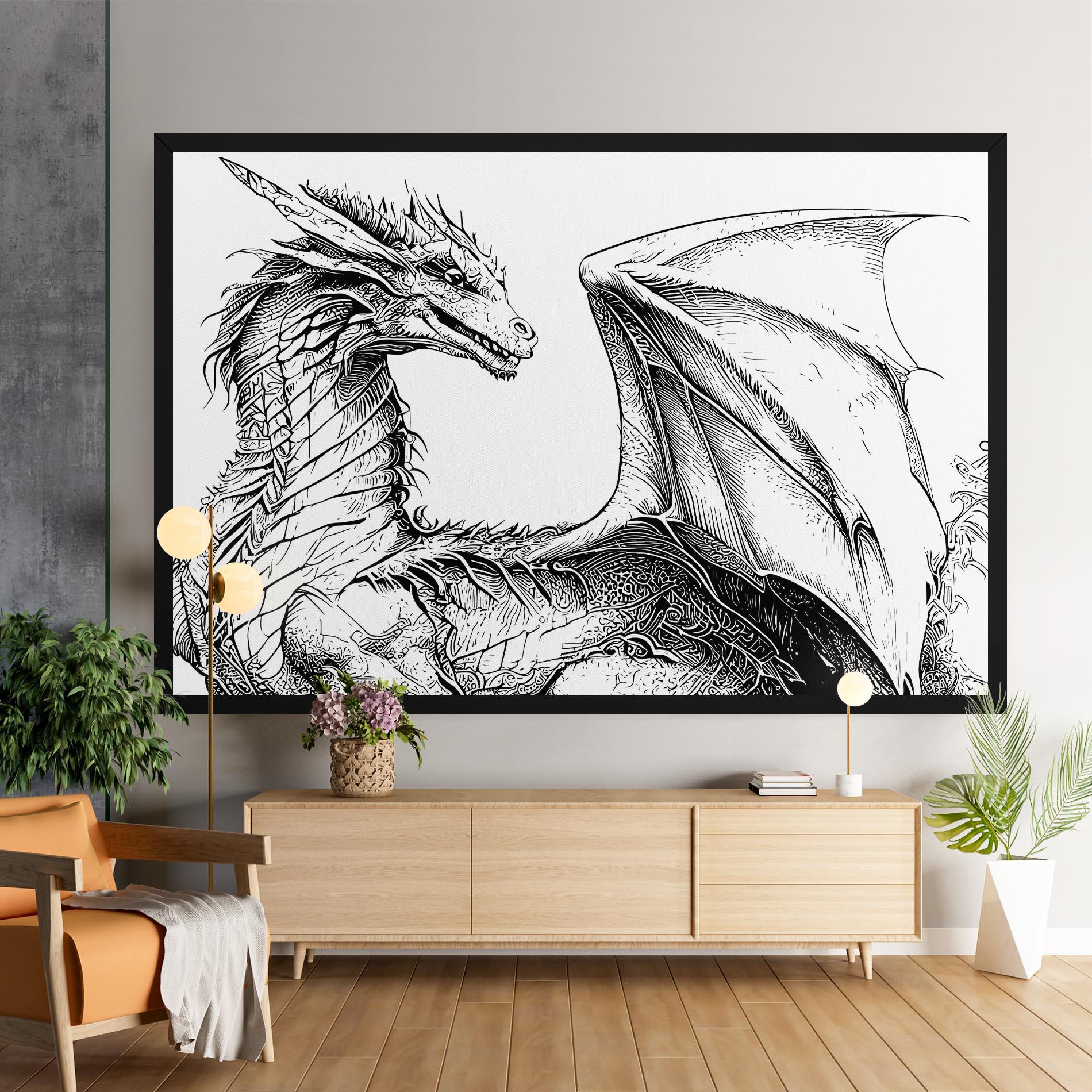 Картина на платно Dragon Sketch mockup 9