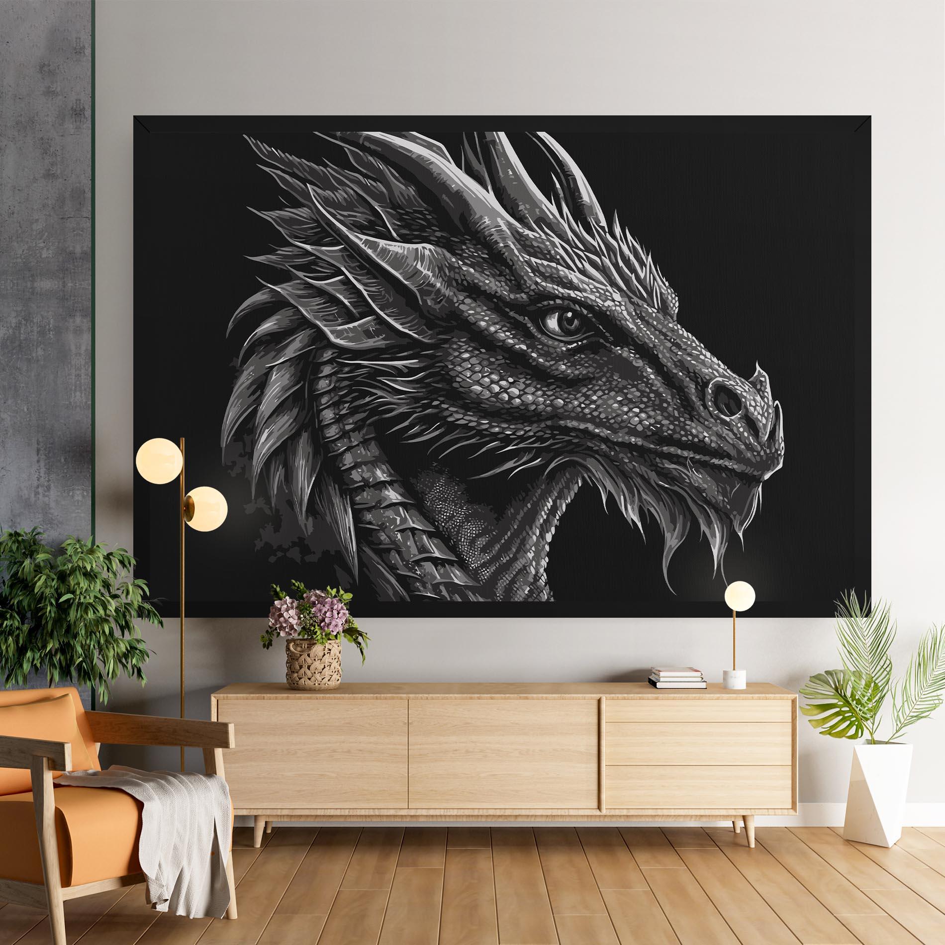 Картина на платно Grey Dragon mockup 9