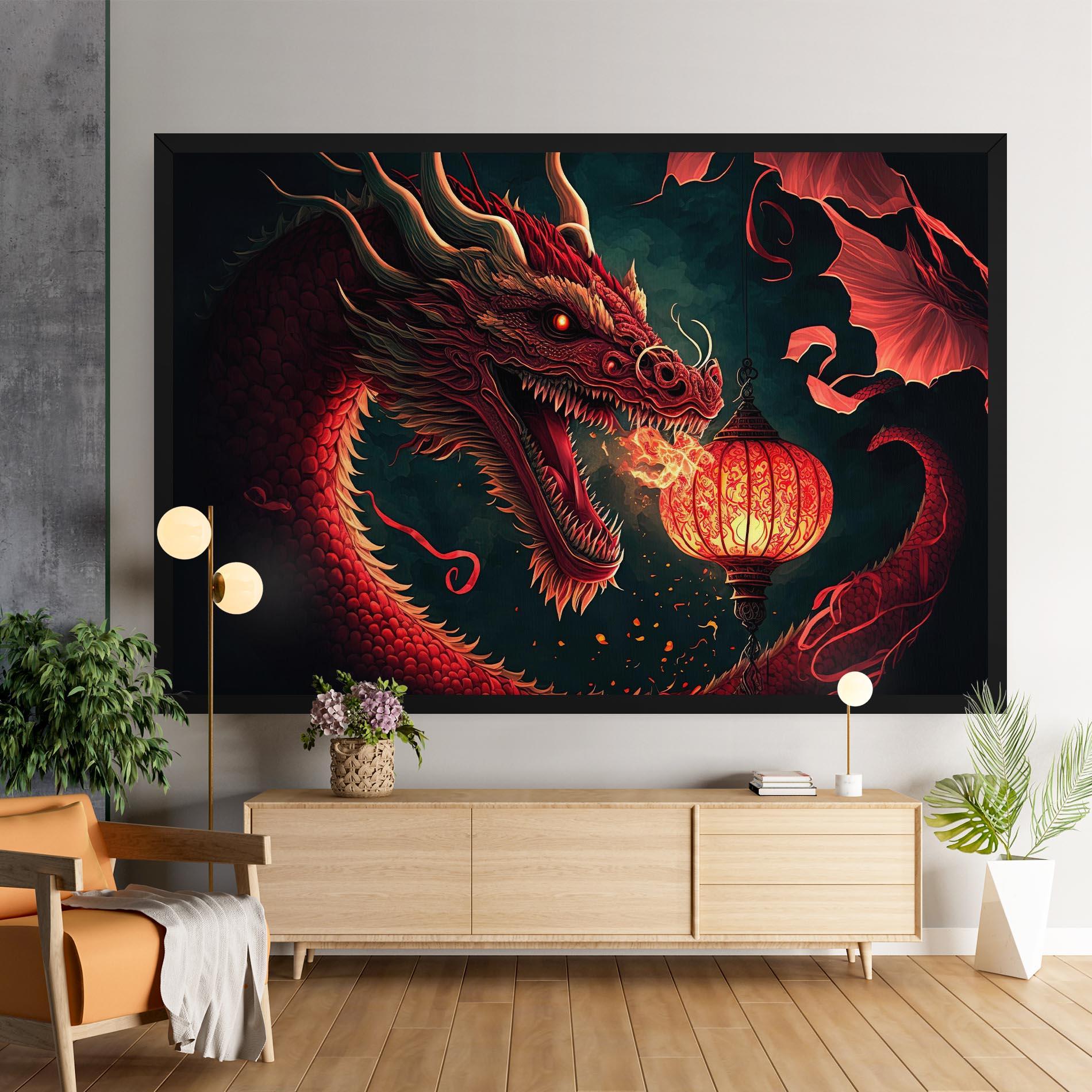 Картина на платно Red Fire Dragon mockup 9