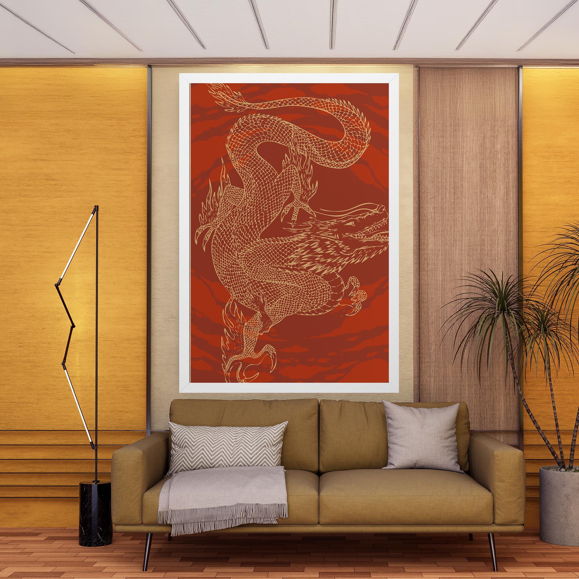 Картина на платно Chinese Dragon Red mockup 9