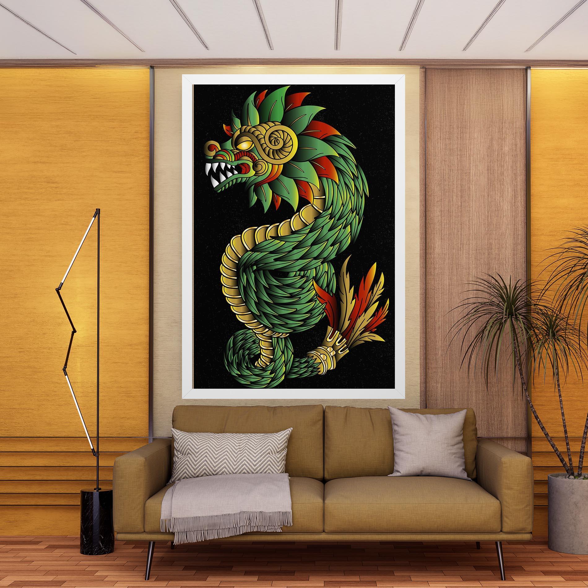Картина на платно Green Yellow Dragon mockup 9