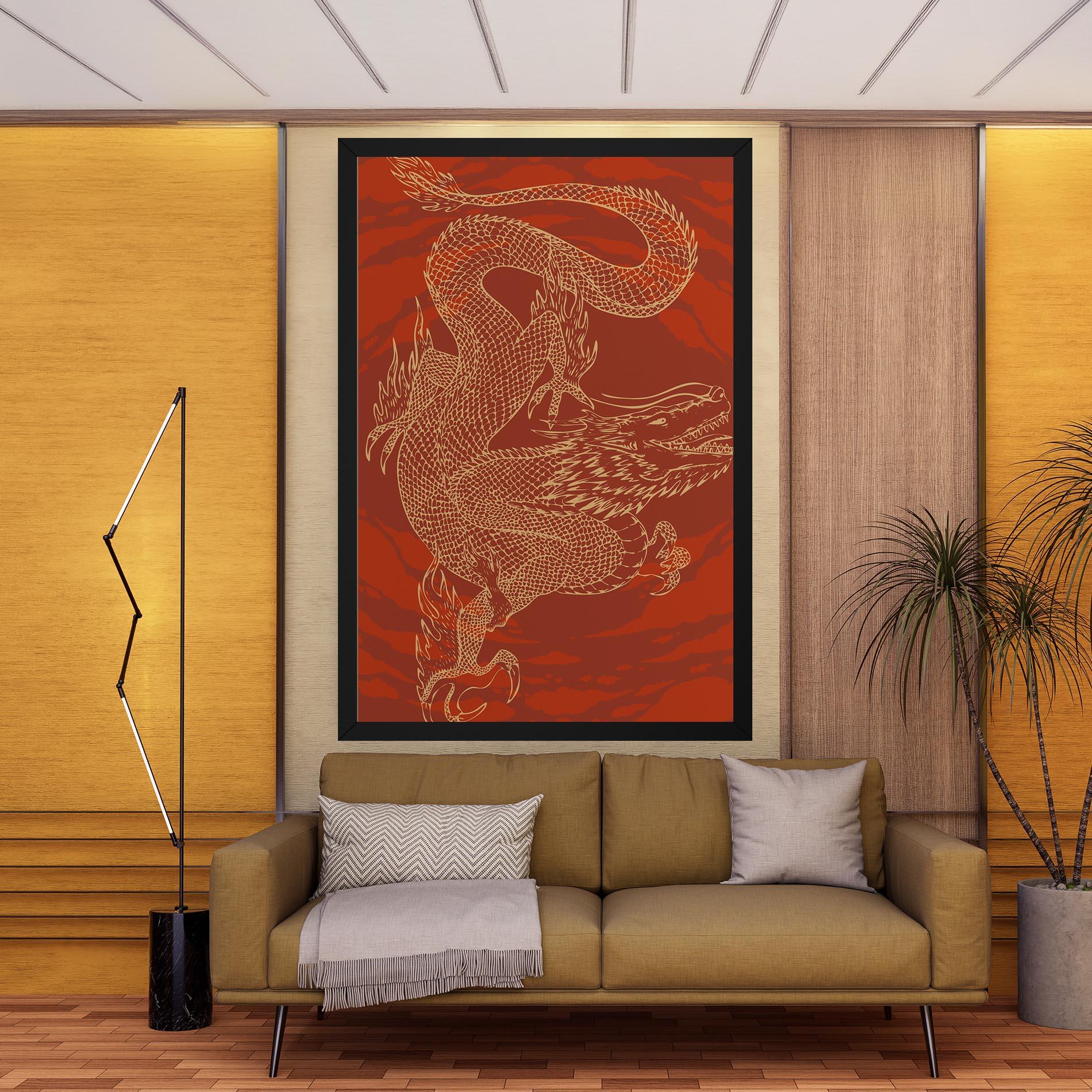 Картина на платно Chinese Dragon Red mockup 9
