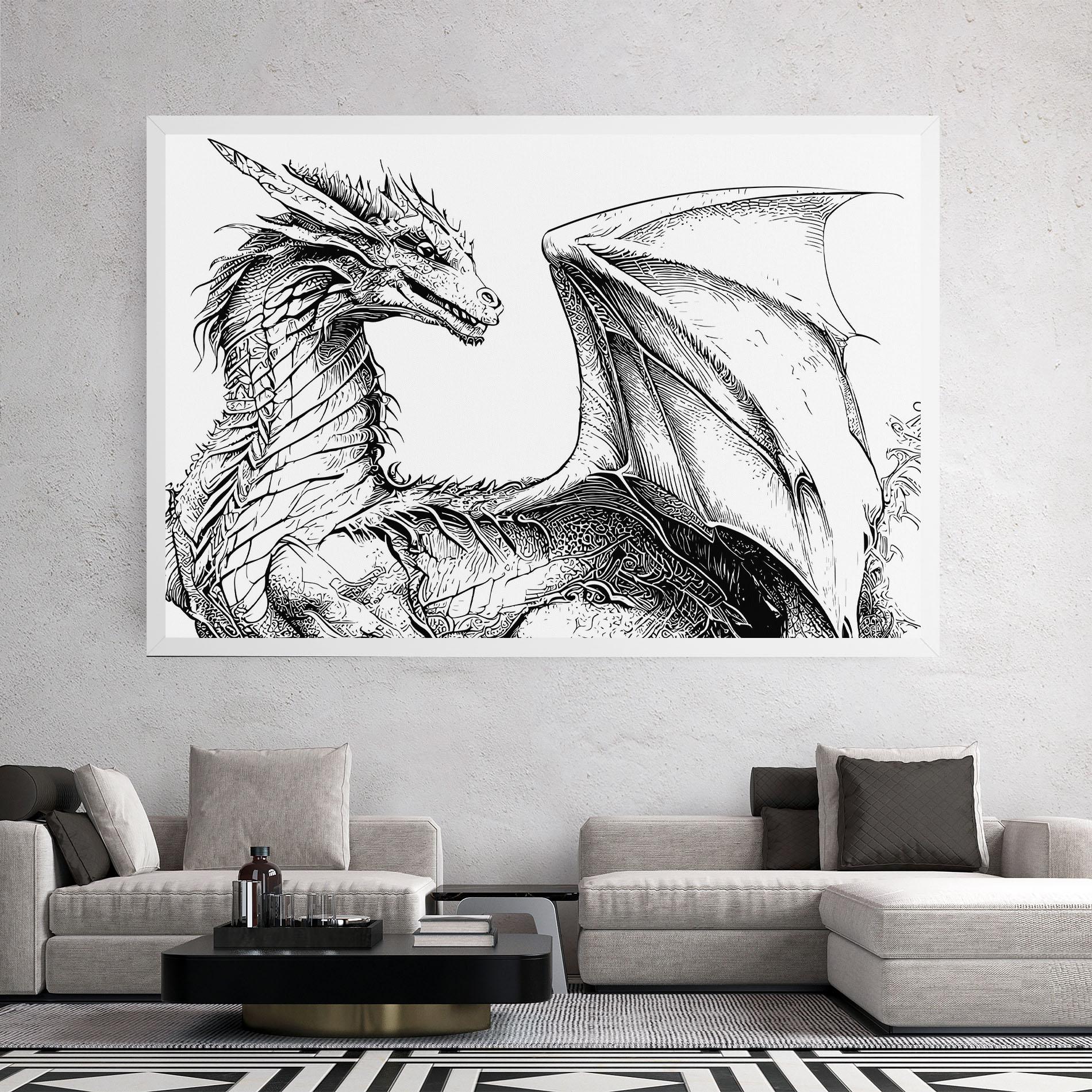 Картина на платно Dragon Sketch mockup 2