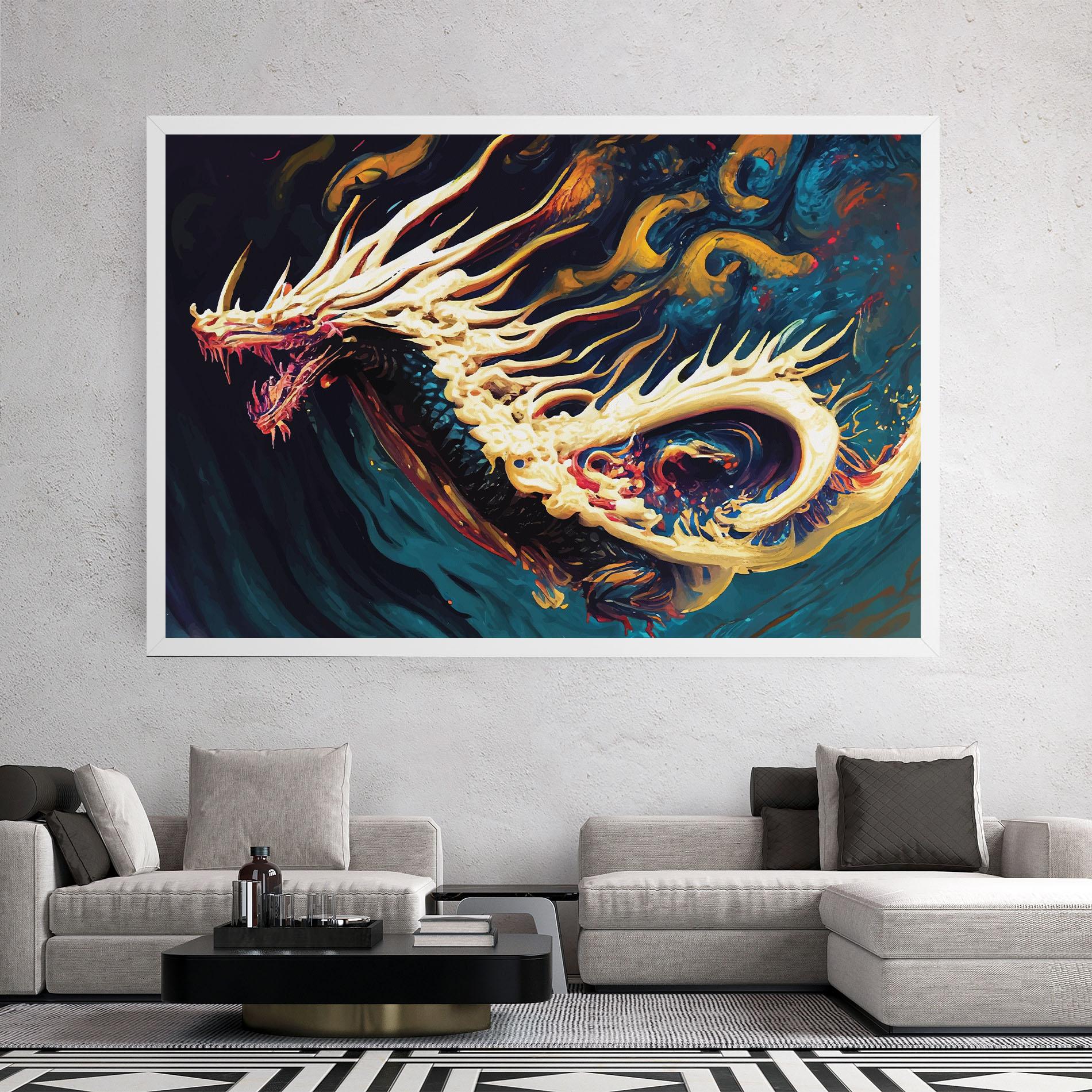 Картина на платно Flying Acrylic Dragon mockup 2