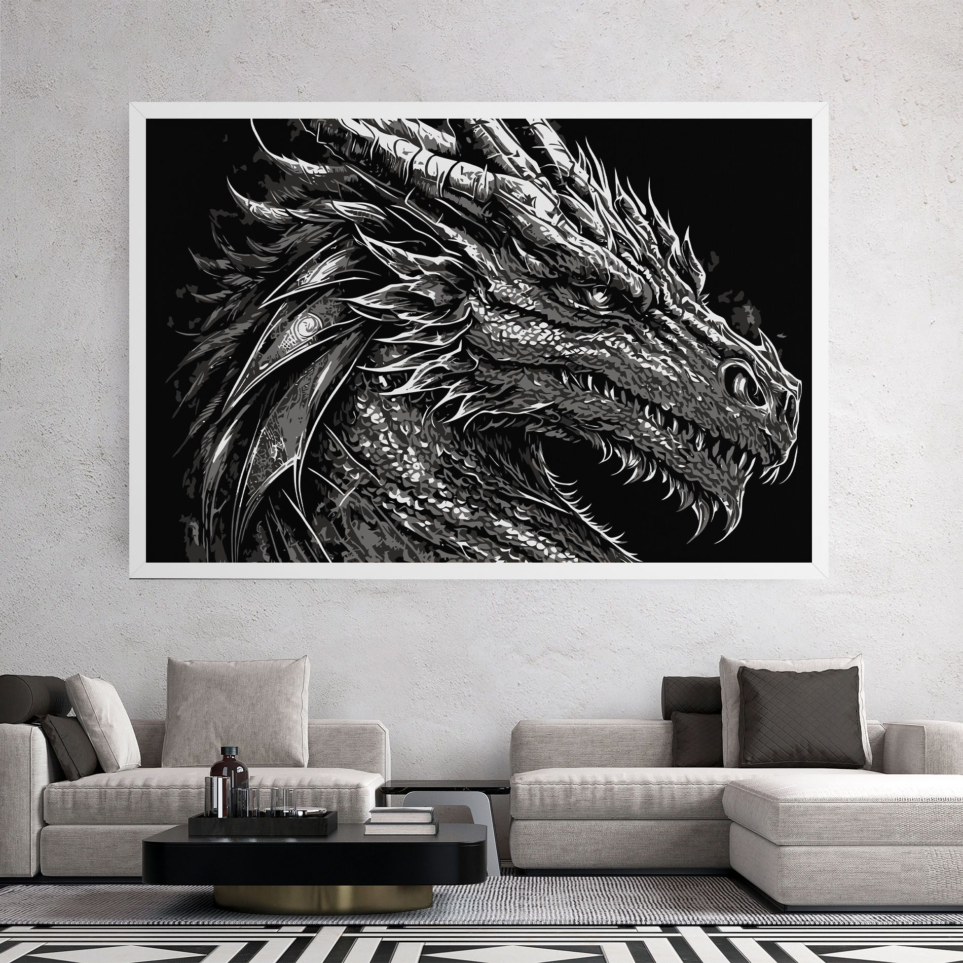 Grey White Dragon mockup 2