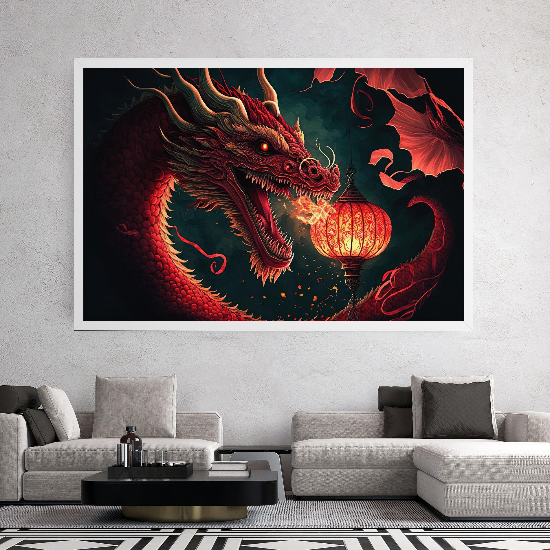 Картина на платно Red Fire Dragon mockup 2