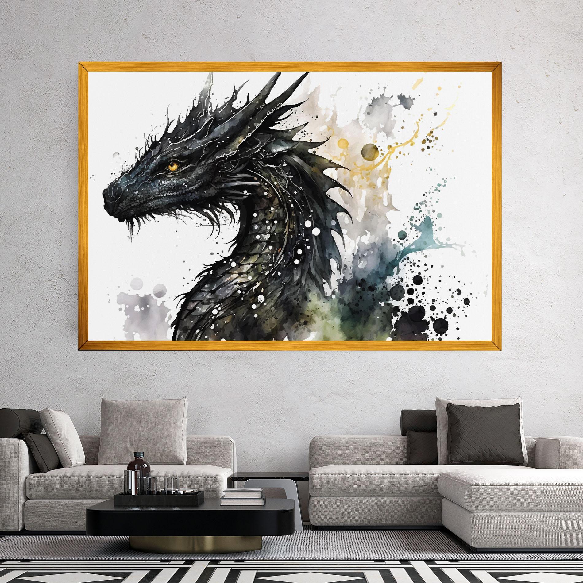 Картина на платно Black Dragon Art mockup 2