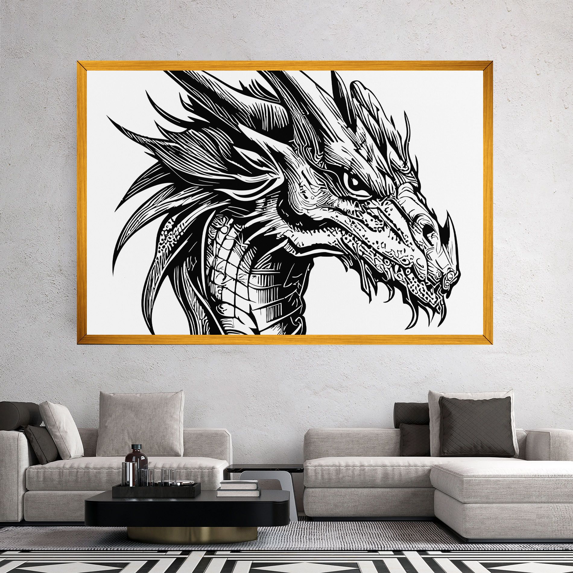 Black Line Dragon mockup 2