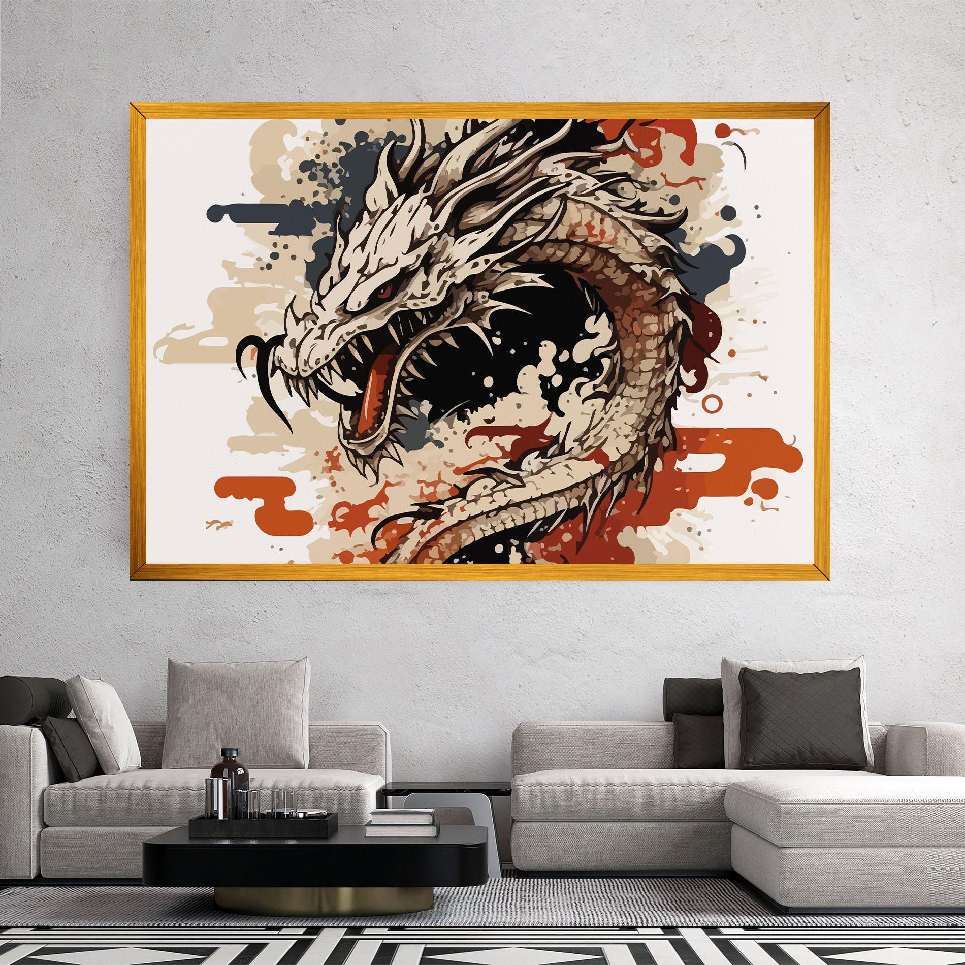 Картина на платно Cream Dragon Art mockup 2
