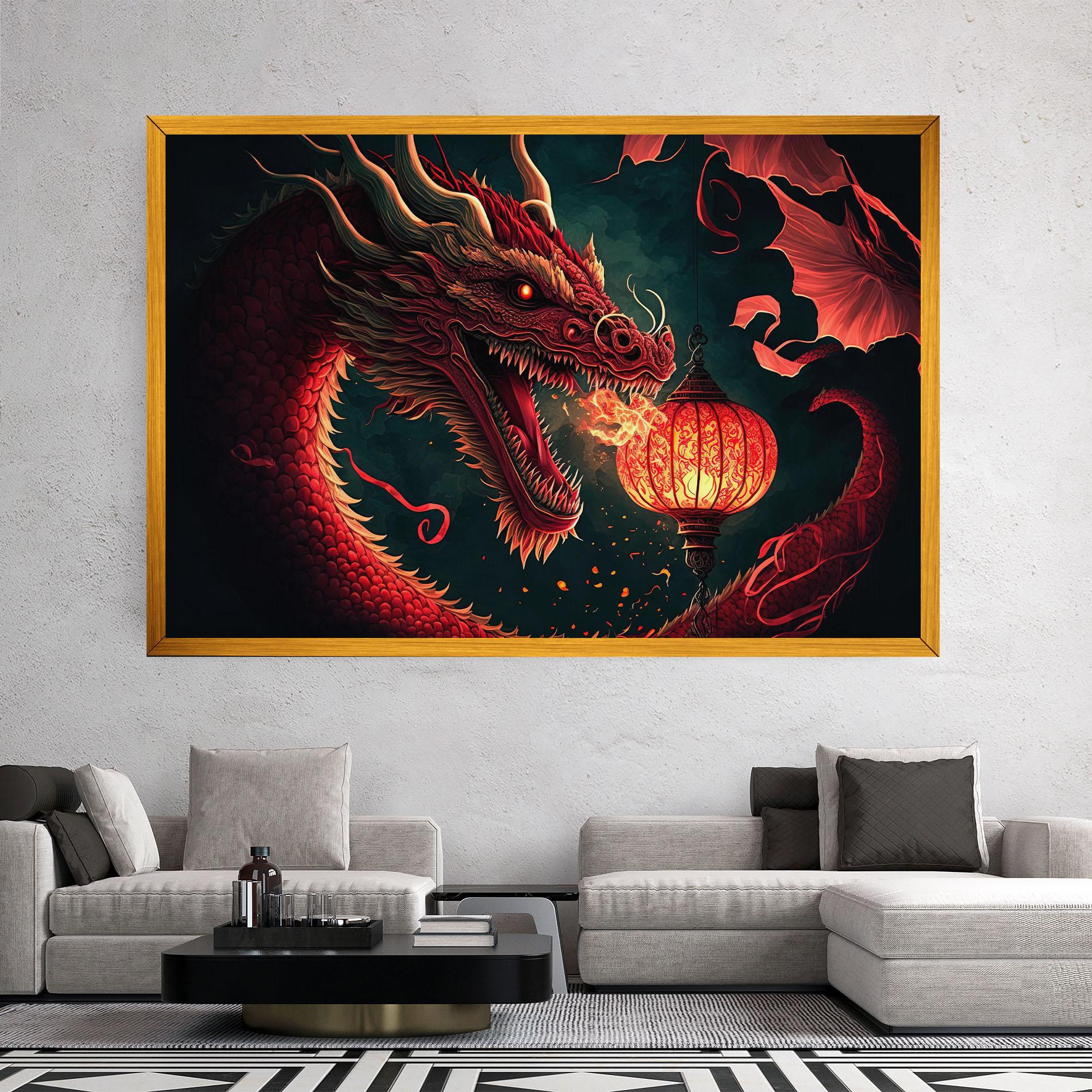 Картина на платно Red Fire Dragon mockup 2