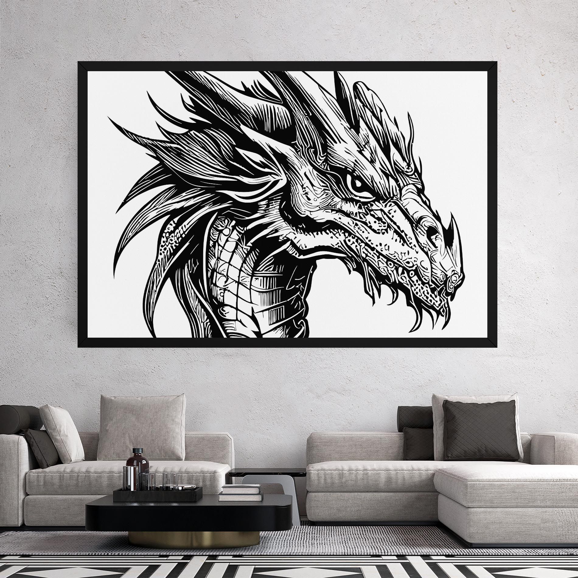 Black Line Dragon mockup 2