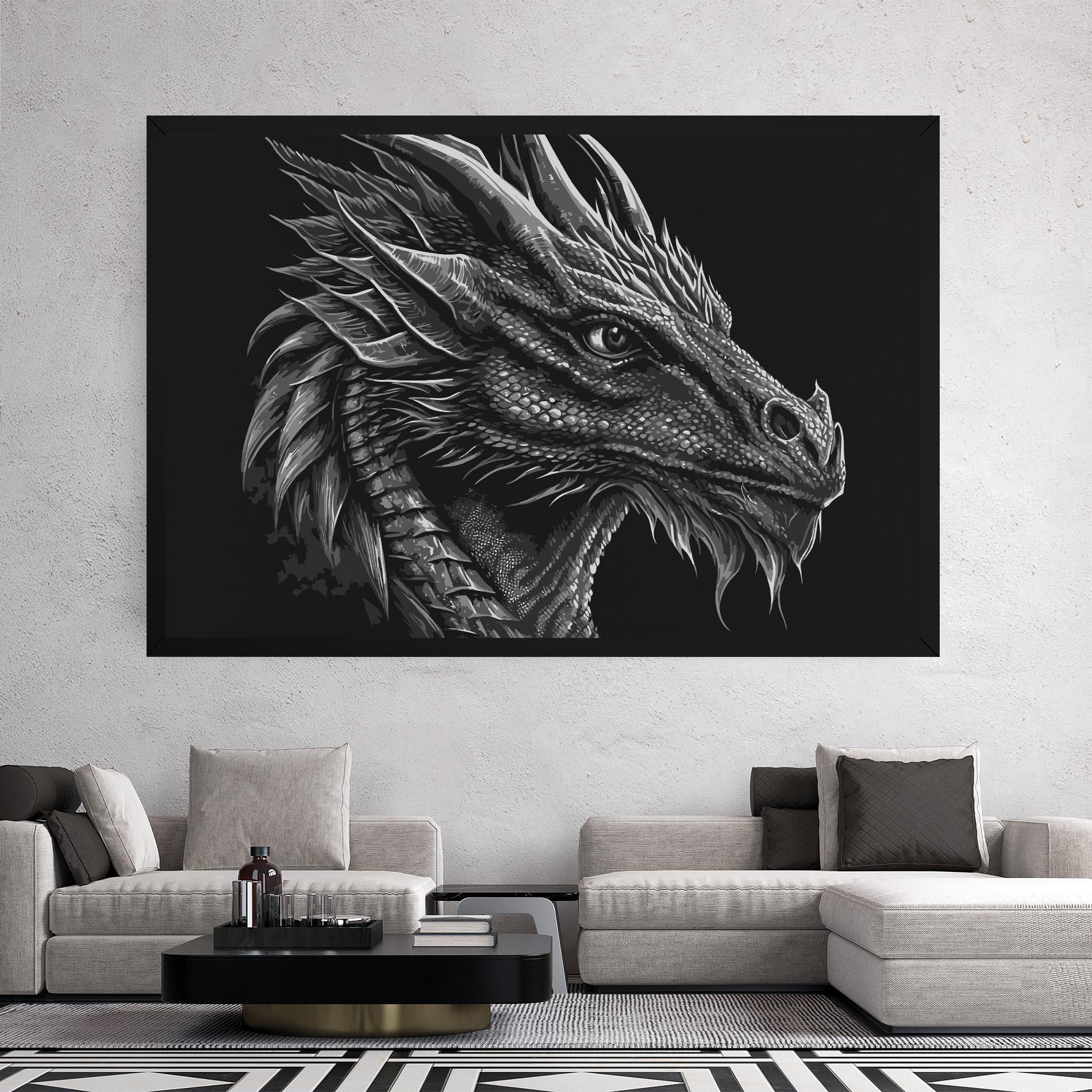 Картина на платно Grey Dragon mockup 2