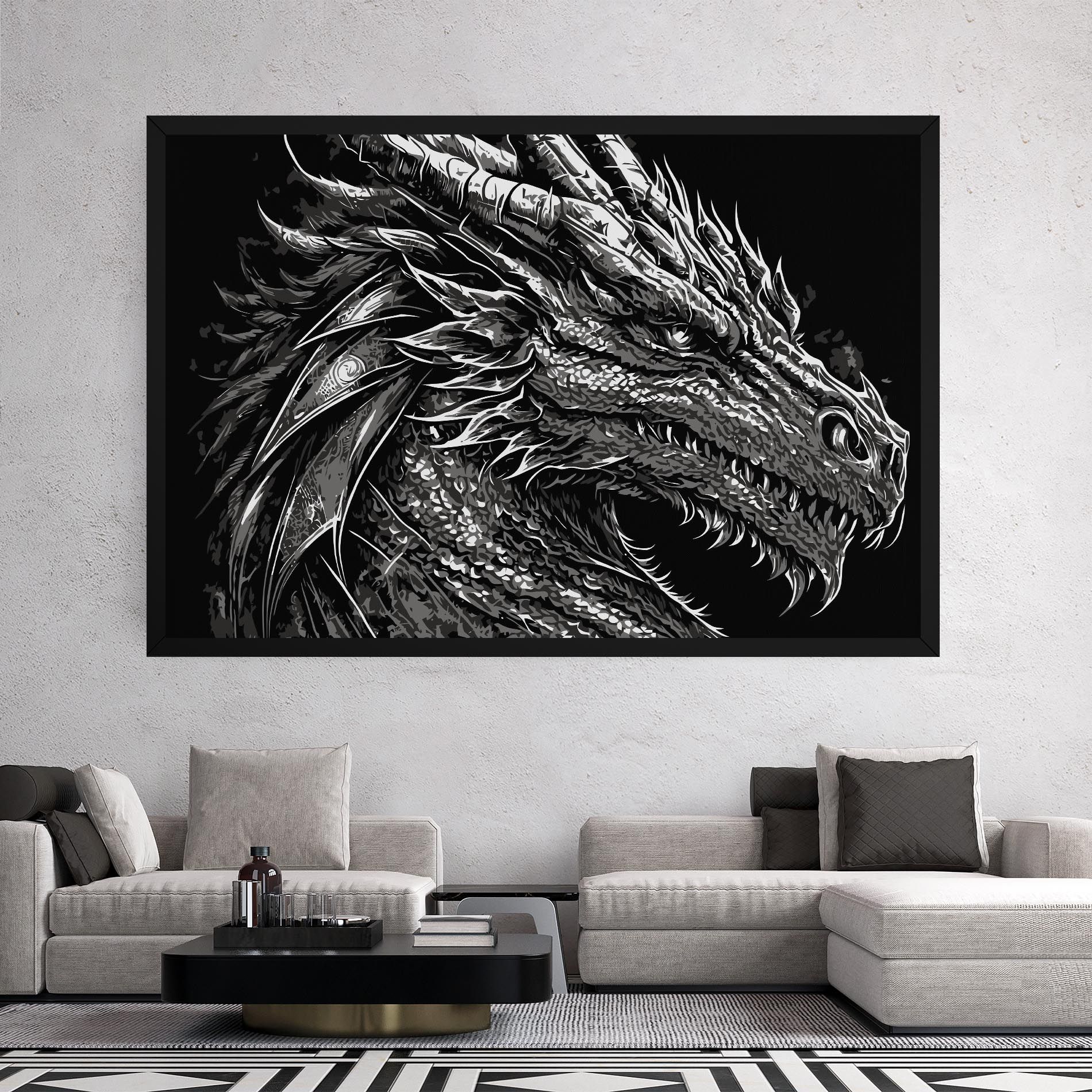 Grey White Dragon mockup 2