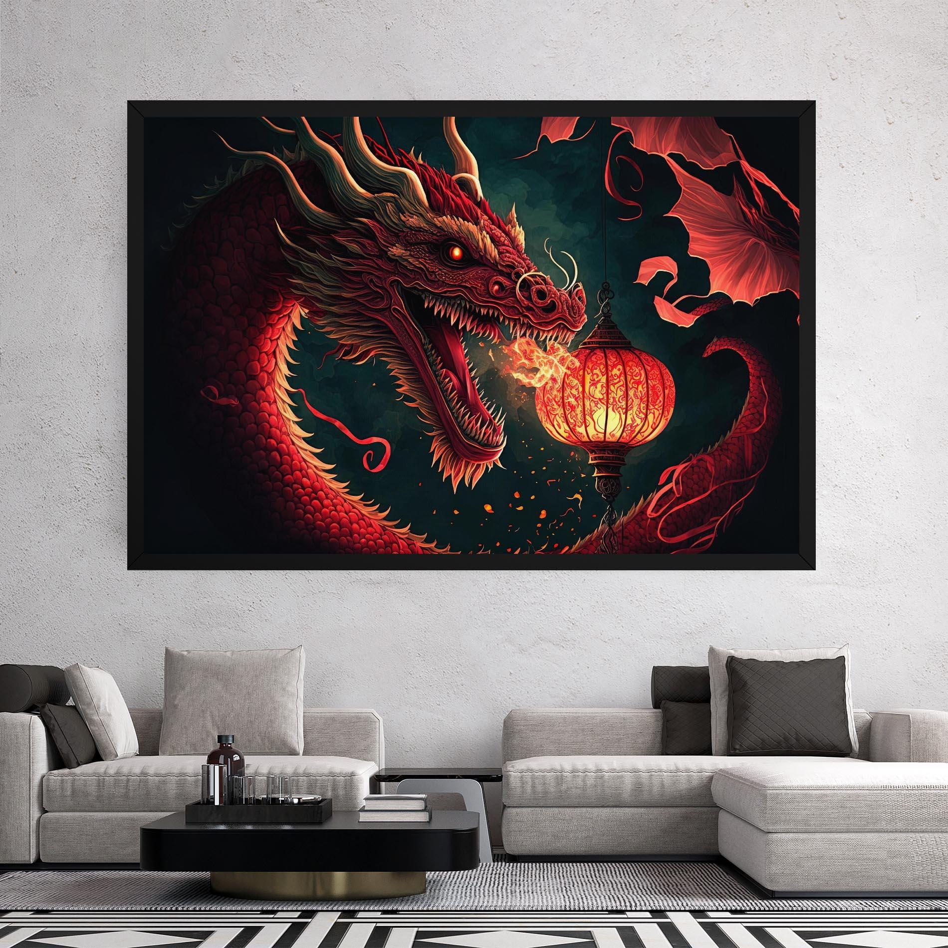 Картина на платно Red Fire Dragon mockup 2