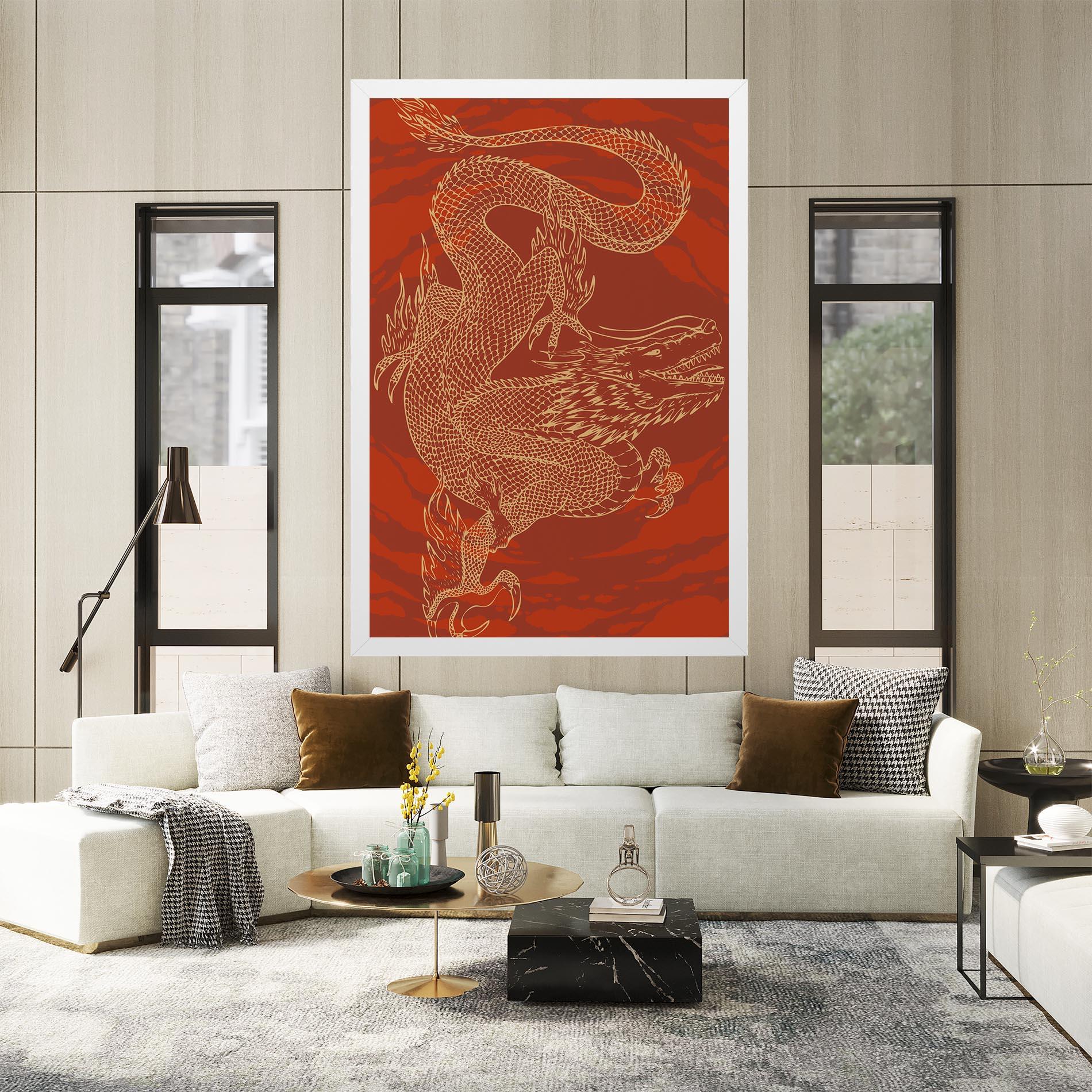 Картина на платно Chinese Dragon Red mockup 2