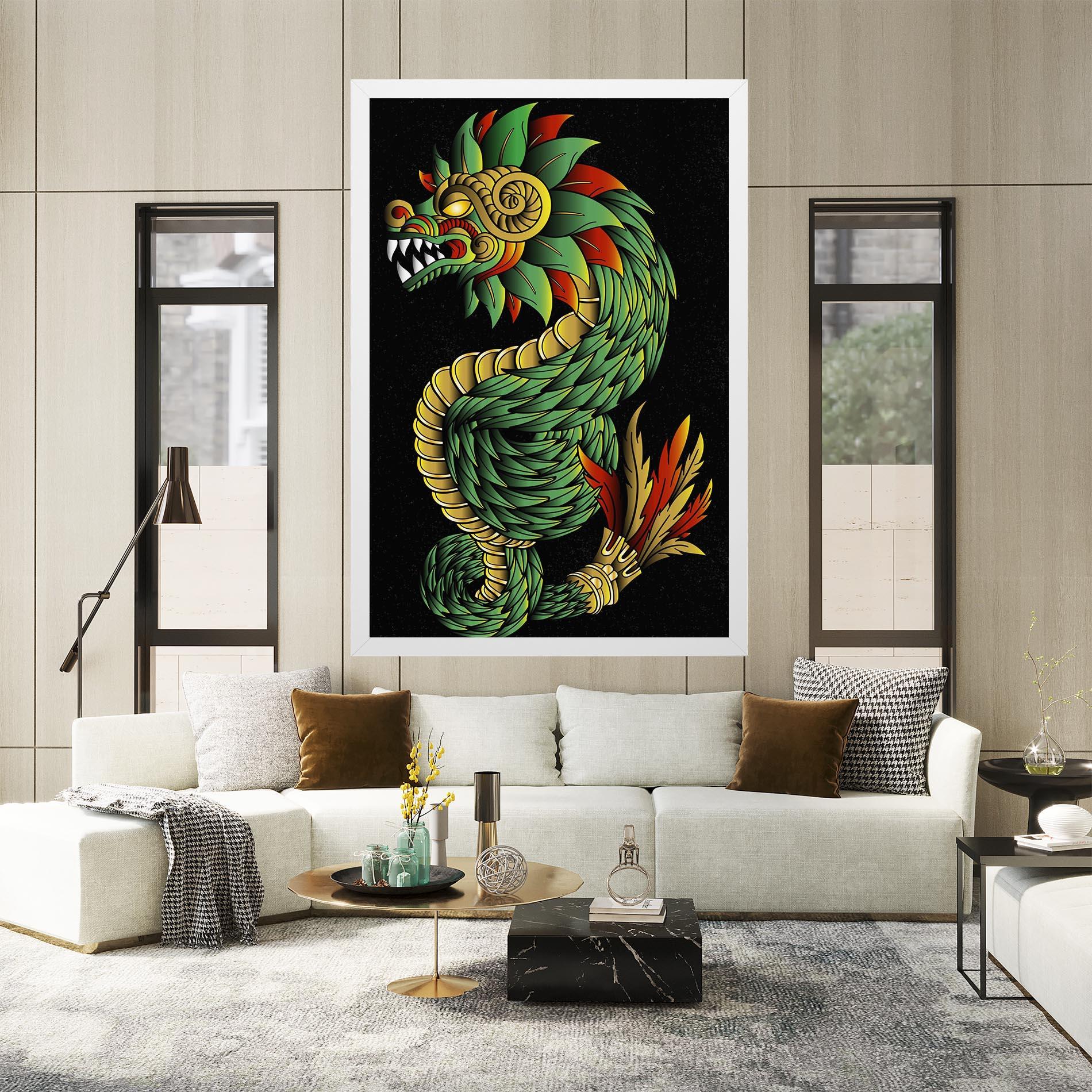 Картина на платно Green Yellow Dragon mockup 2
