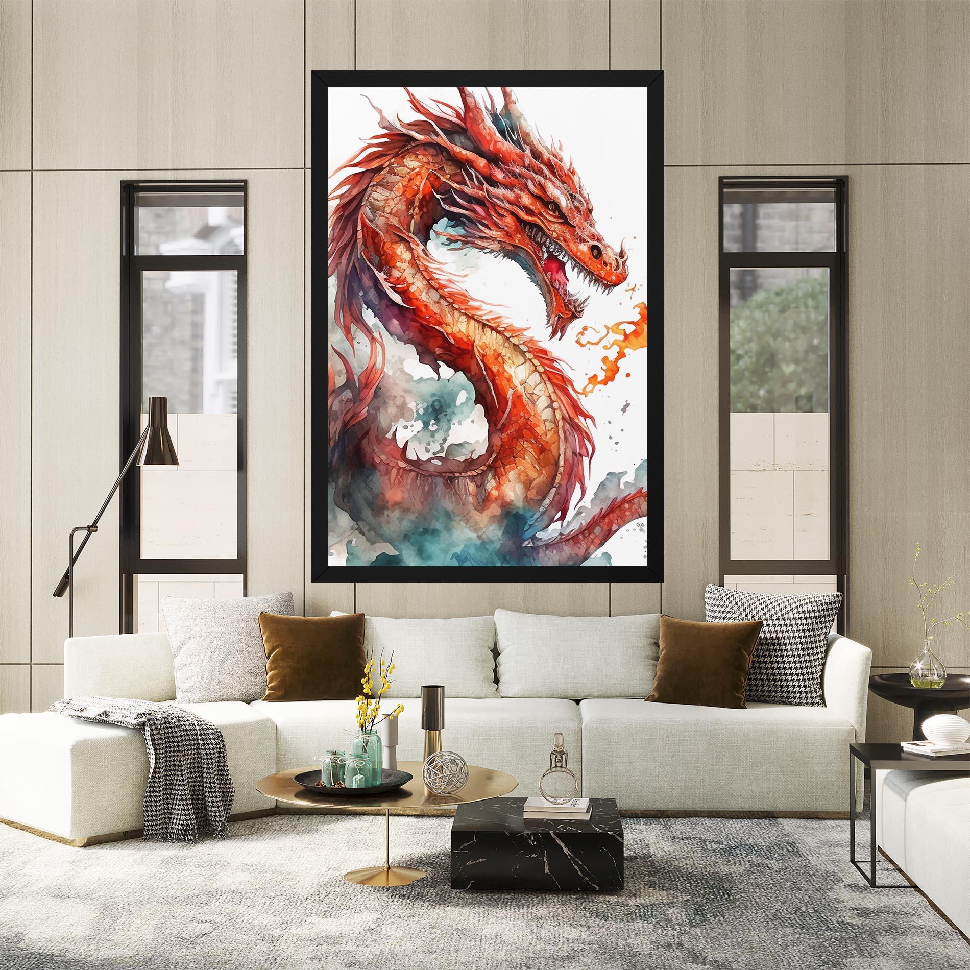 Картина на платно Fire Dragon mockup 2