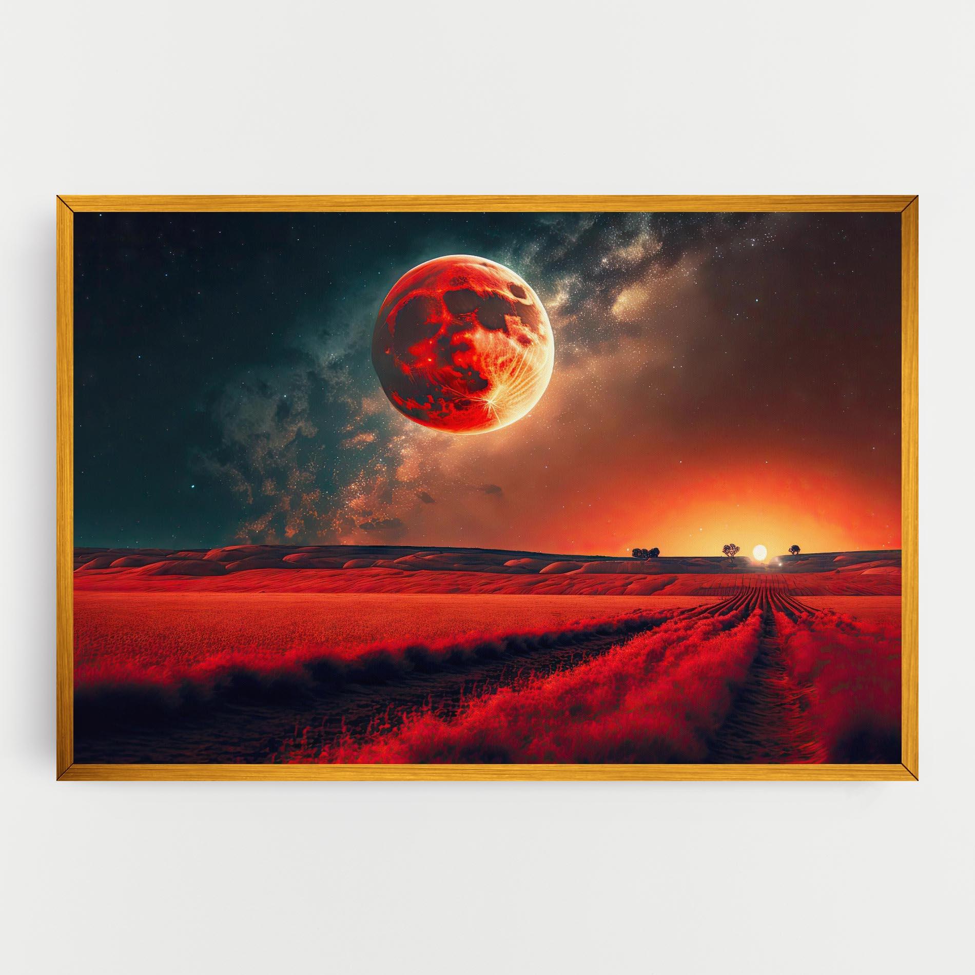 Картина на платно Huge Red Moon mockup 0