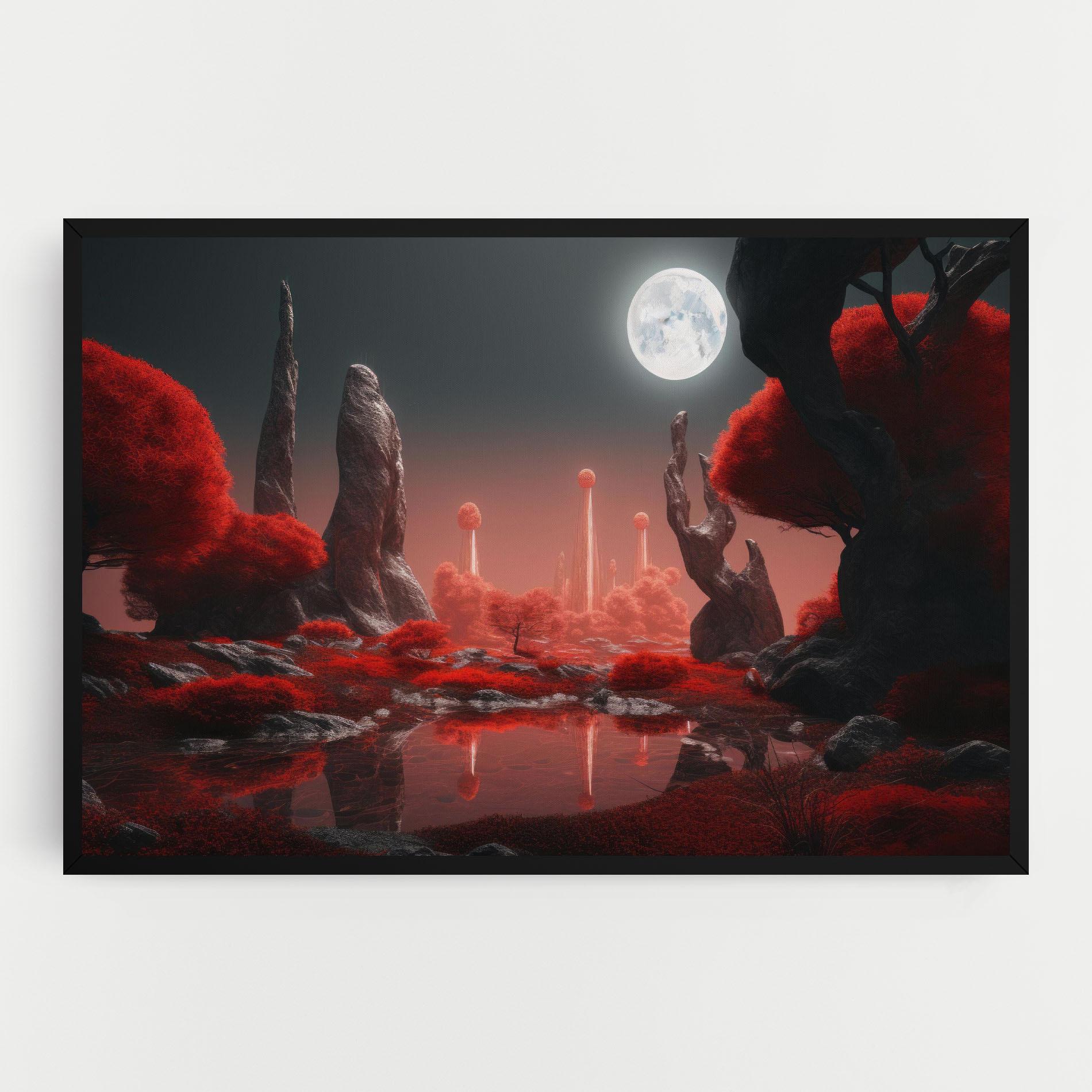 Картина на платно Red Alien Trees mockup 0