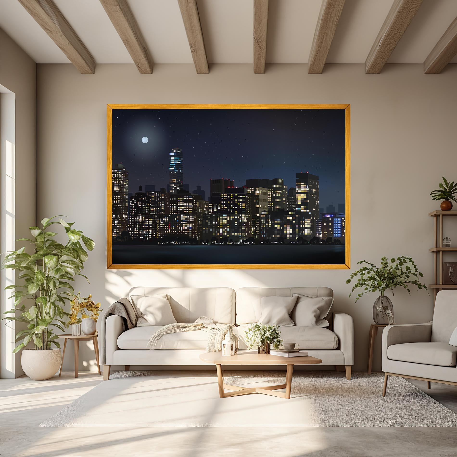 Картина на платно Urban City Night mockup 6