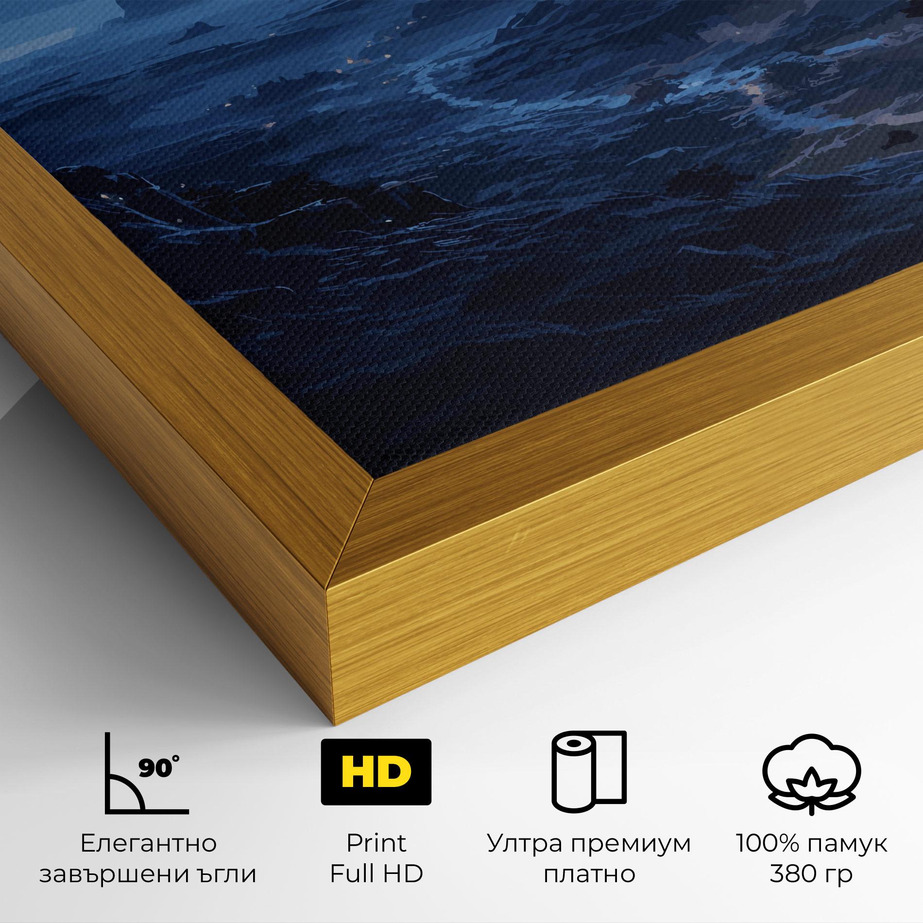 Картина на платно Blue Art World mockup 4