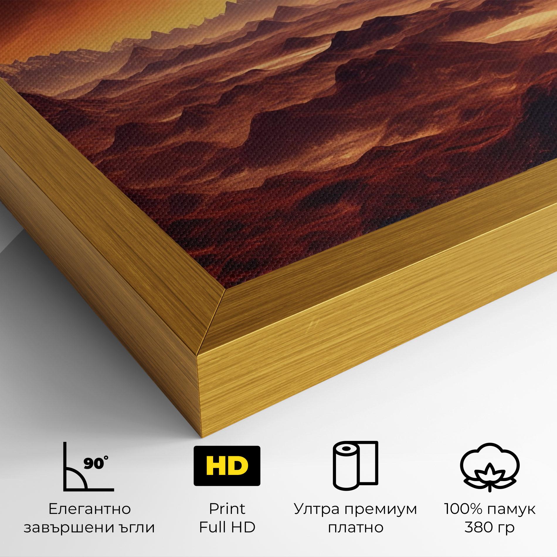 Картина на платно Fiery Orange Sunset mockup 4