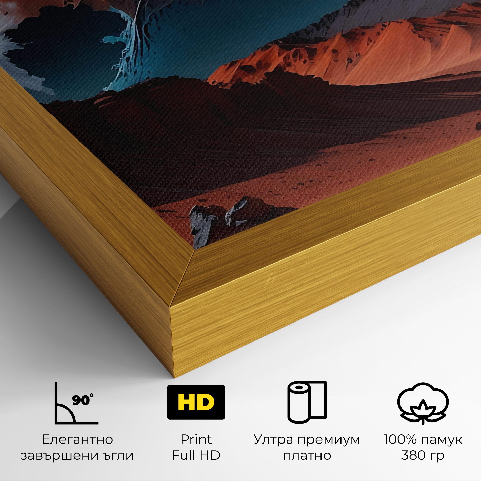 Картина на платно Grey Orange Moon Art mockup 4