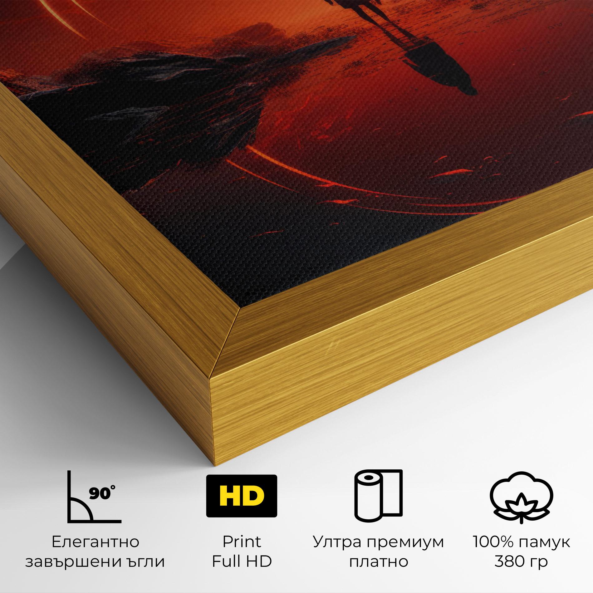 Картина на платно Man Orange Orb mockup 4