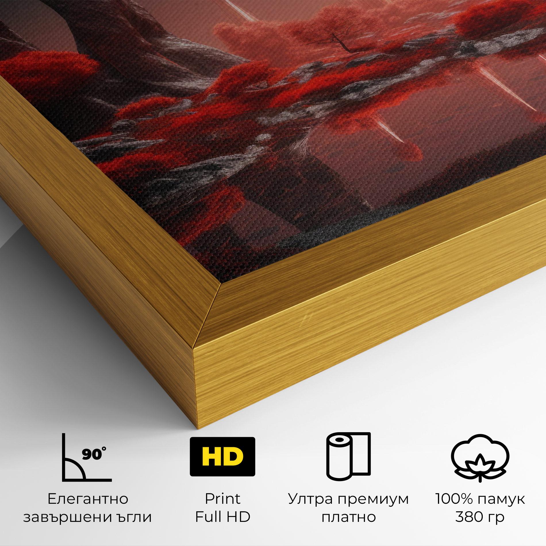 Картина на платно Red Alien Trees mockup 4