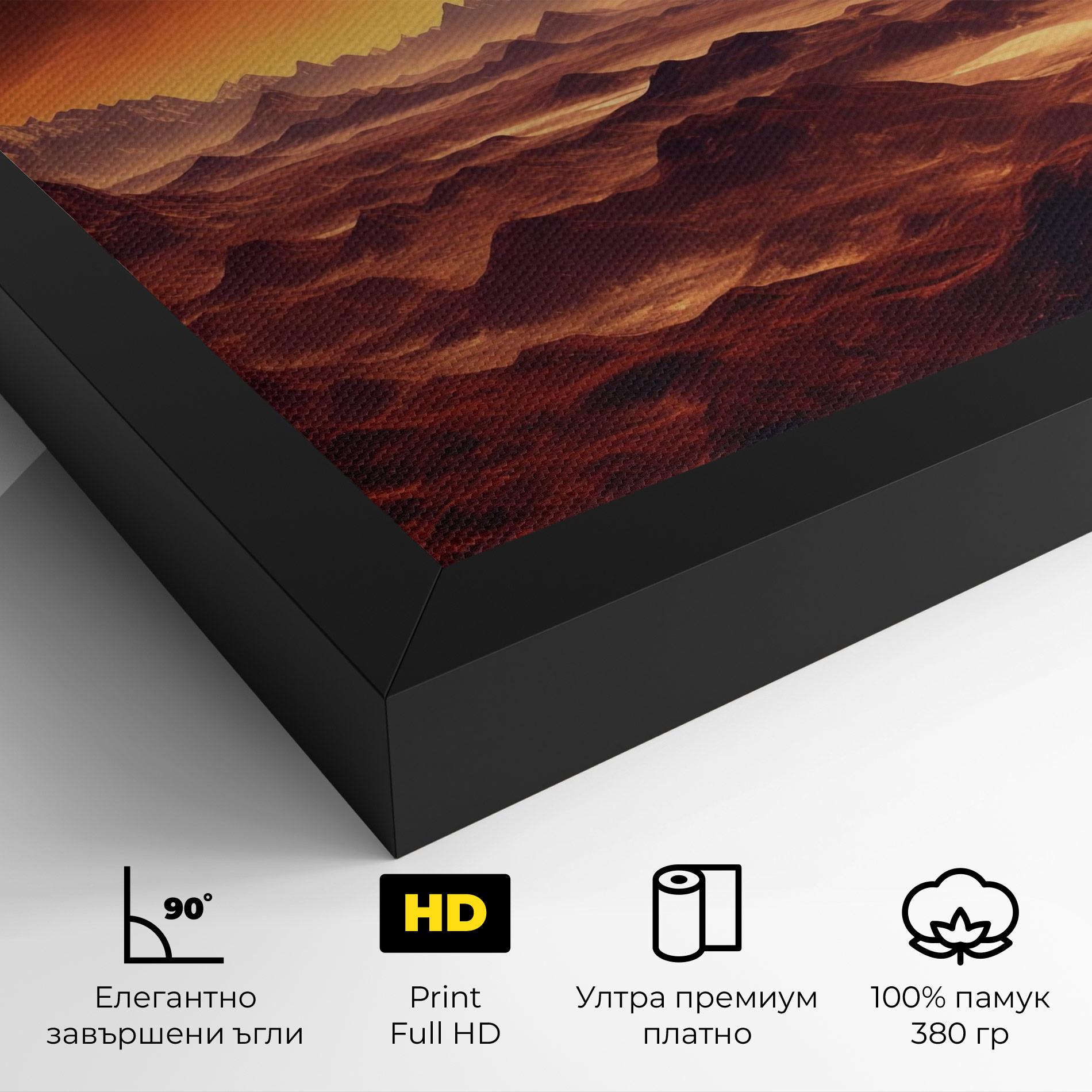 Картина на платно Fiery Orange Sunset mockup 4