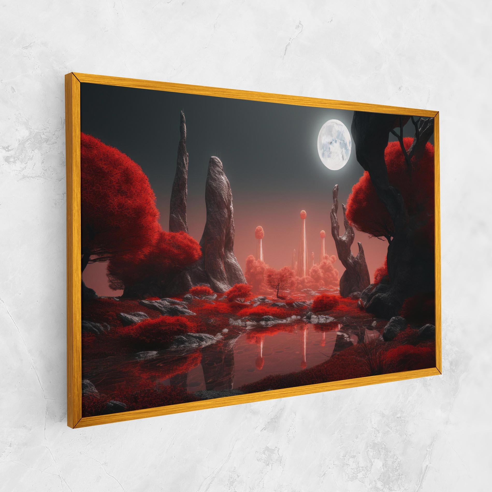 Картина на платно Red Alien Trees mockup 1