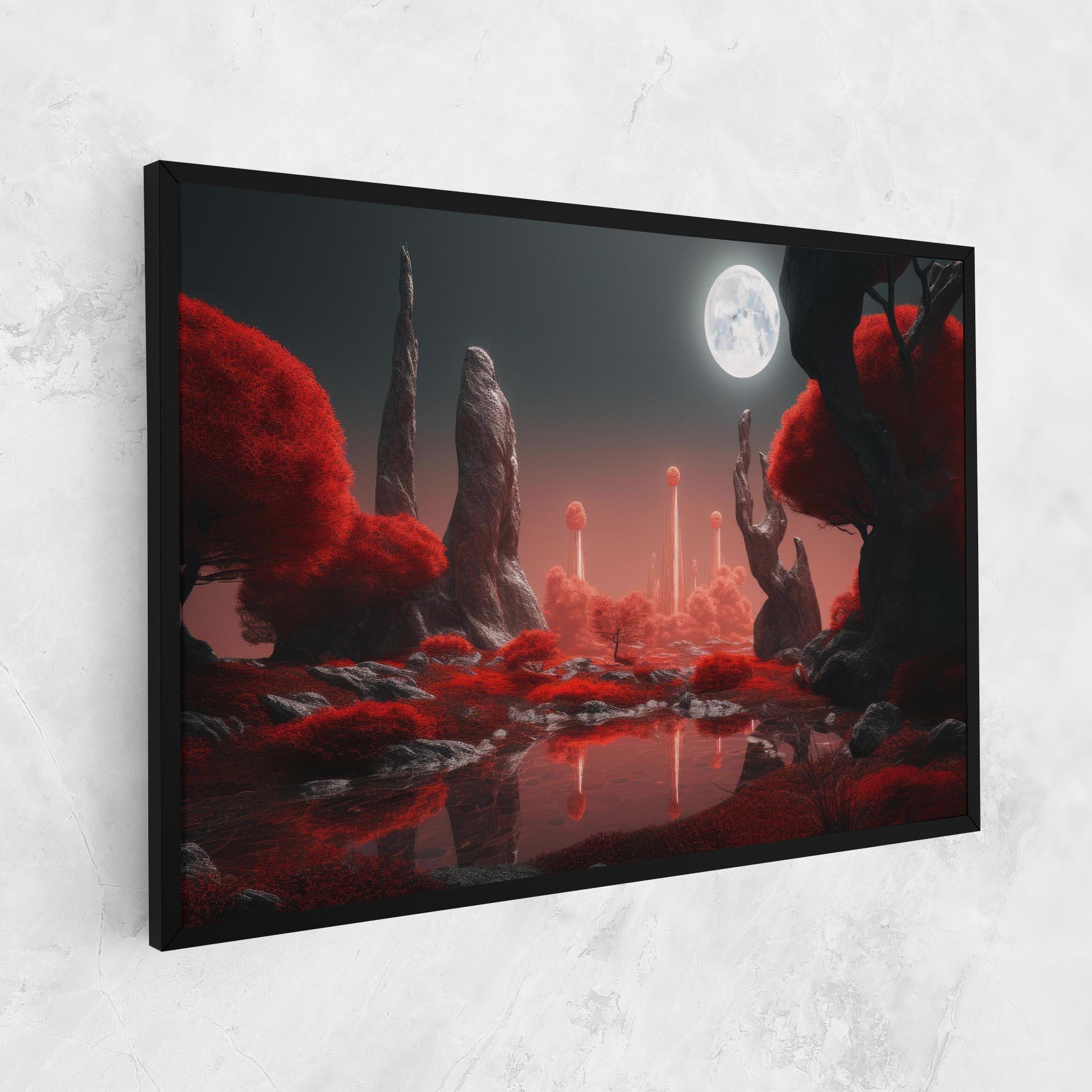 Картина на платно Red Alien Trees mockup 1