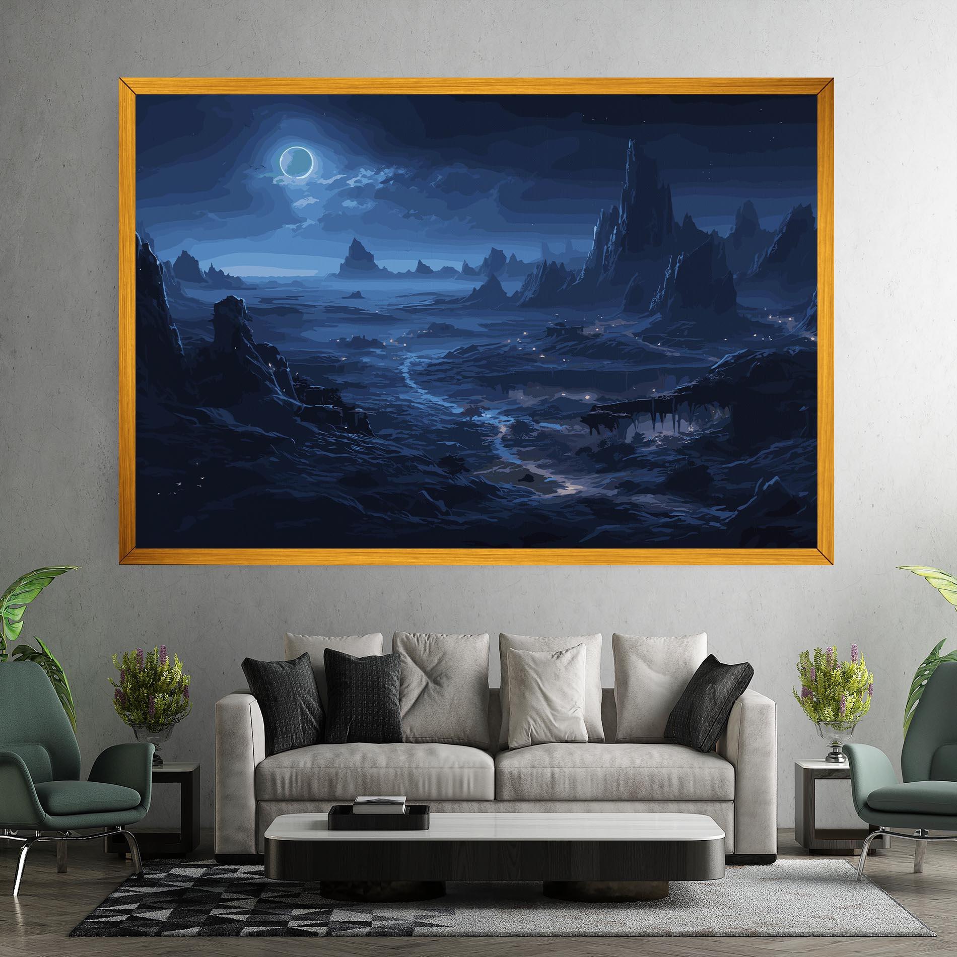 Картина на платно Blue Art World mockup 7