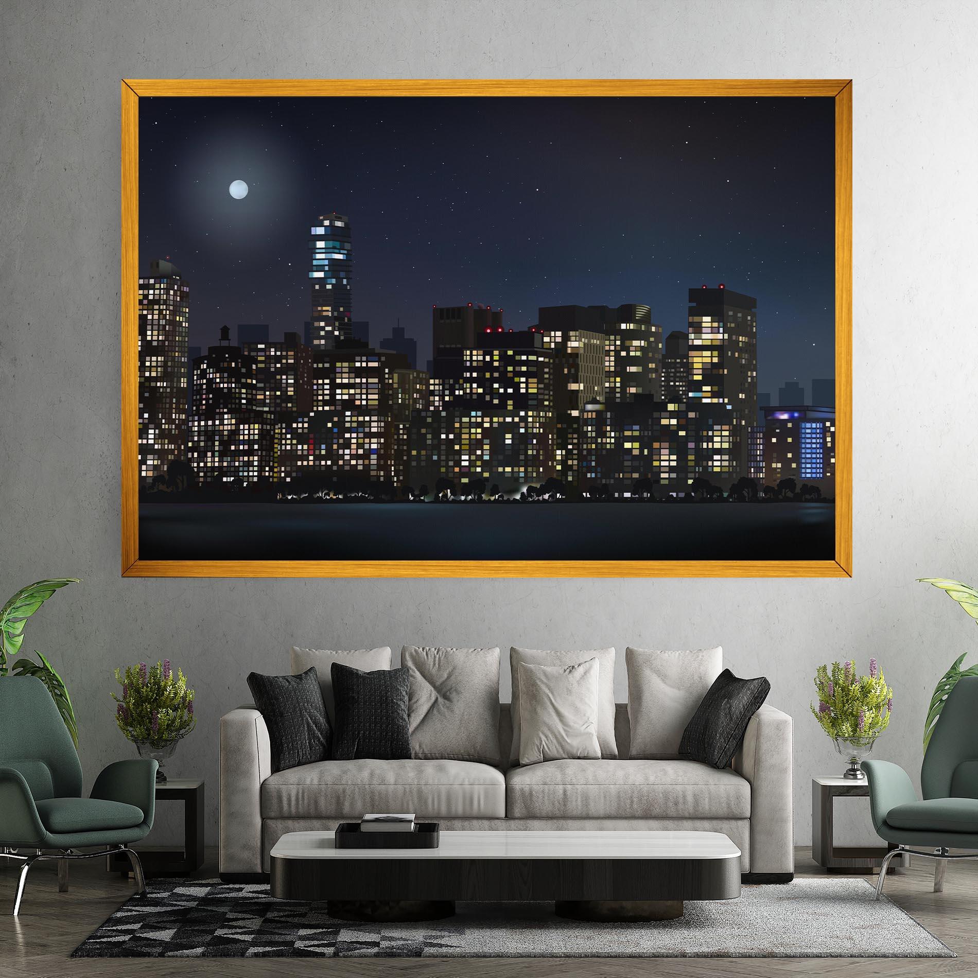 Картина на платно Urban City Night mockup 7