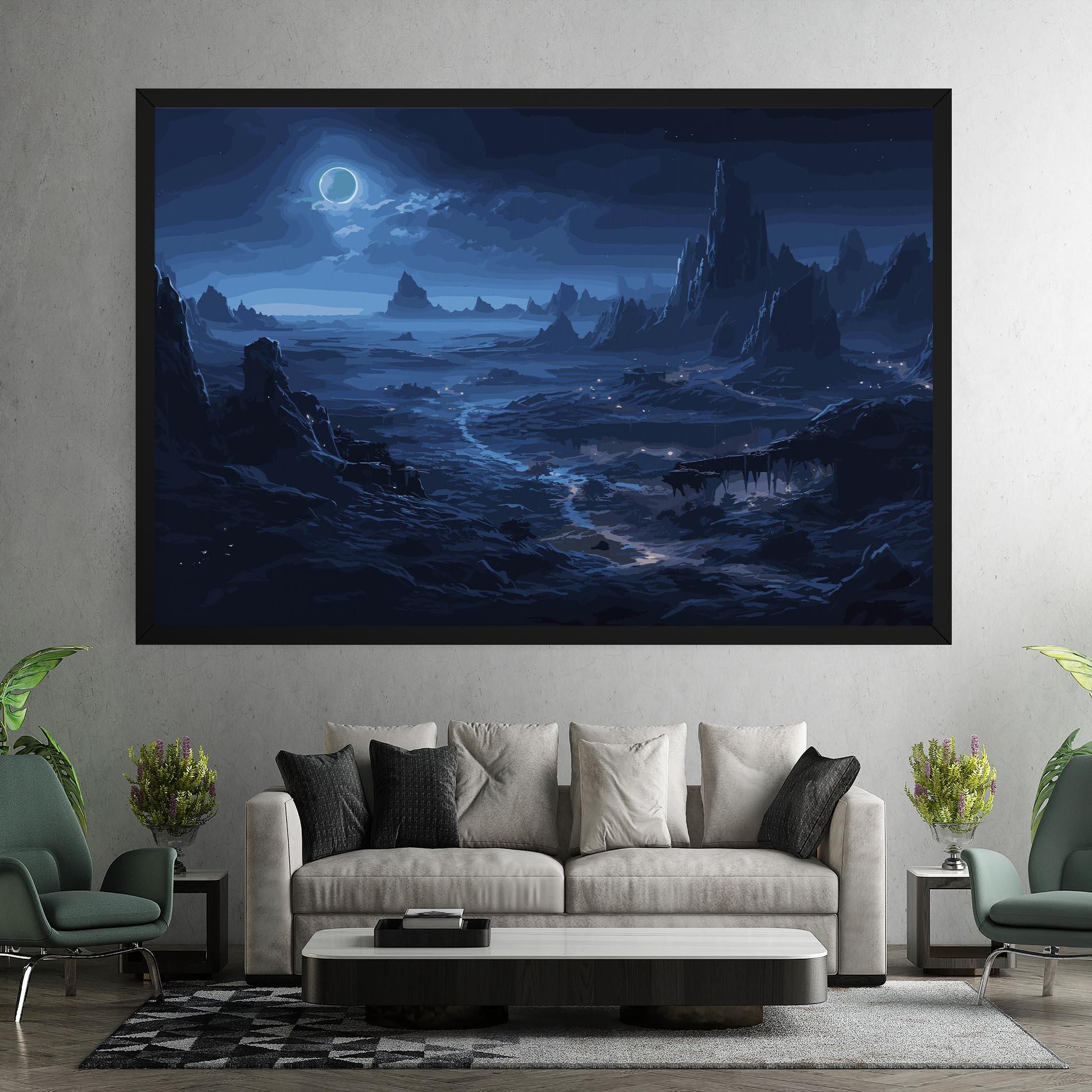 Картина на платно Blue Art World mockup 7