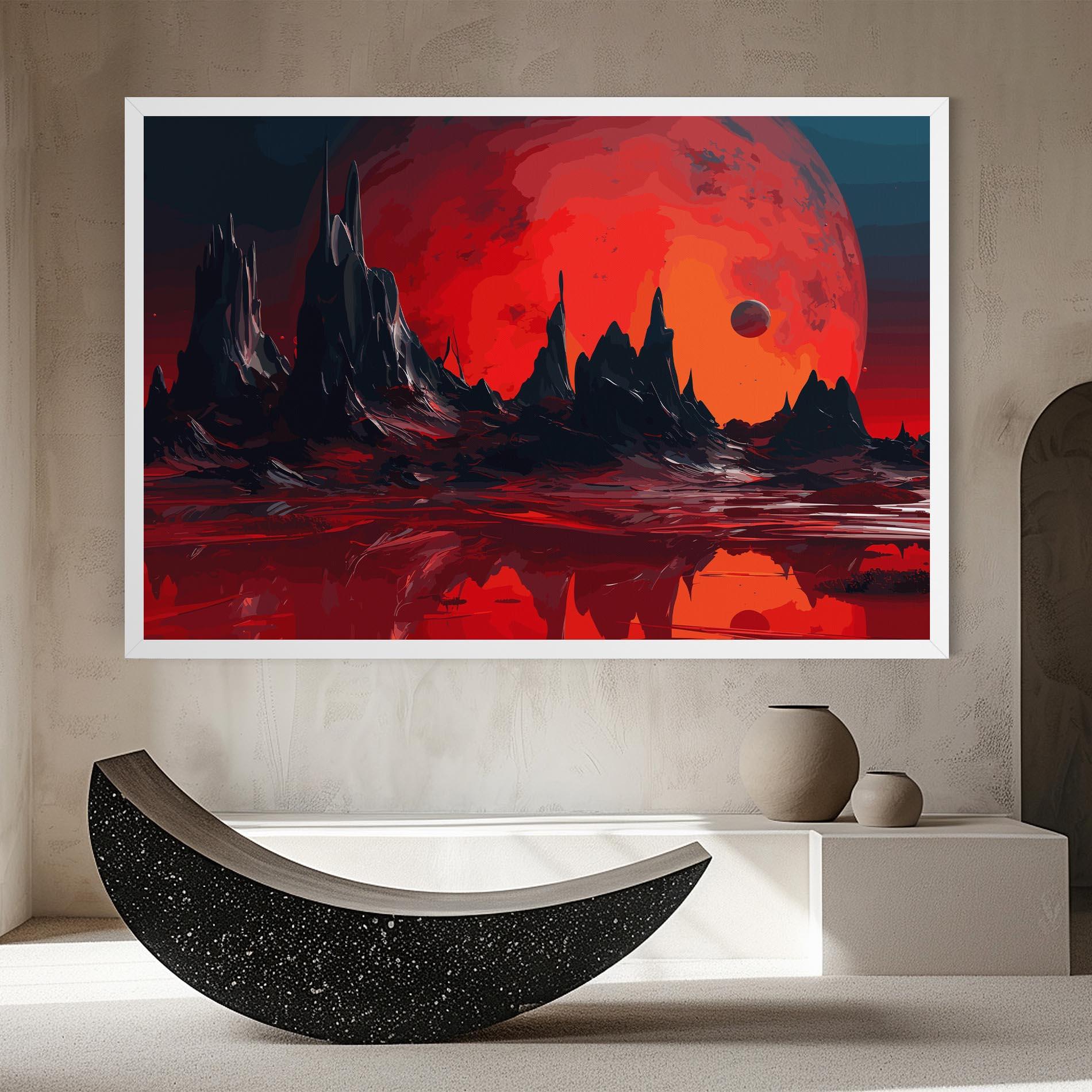 Картина на платно Red Moon World mockup 8