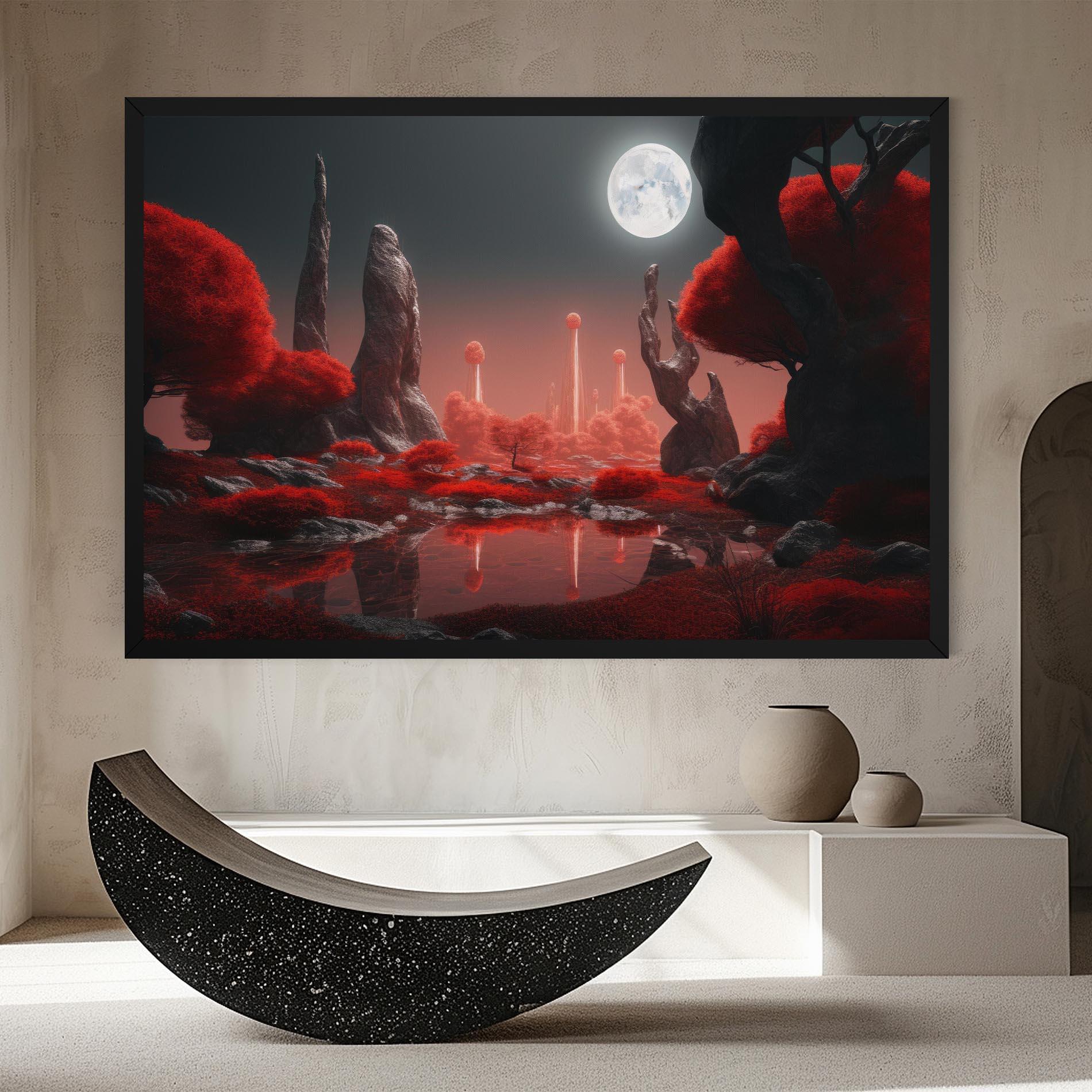 Картина на платно Red Alien Trees mockup 8