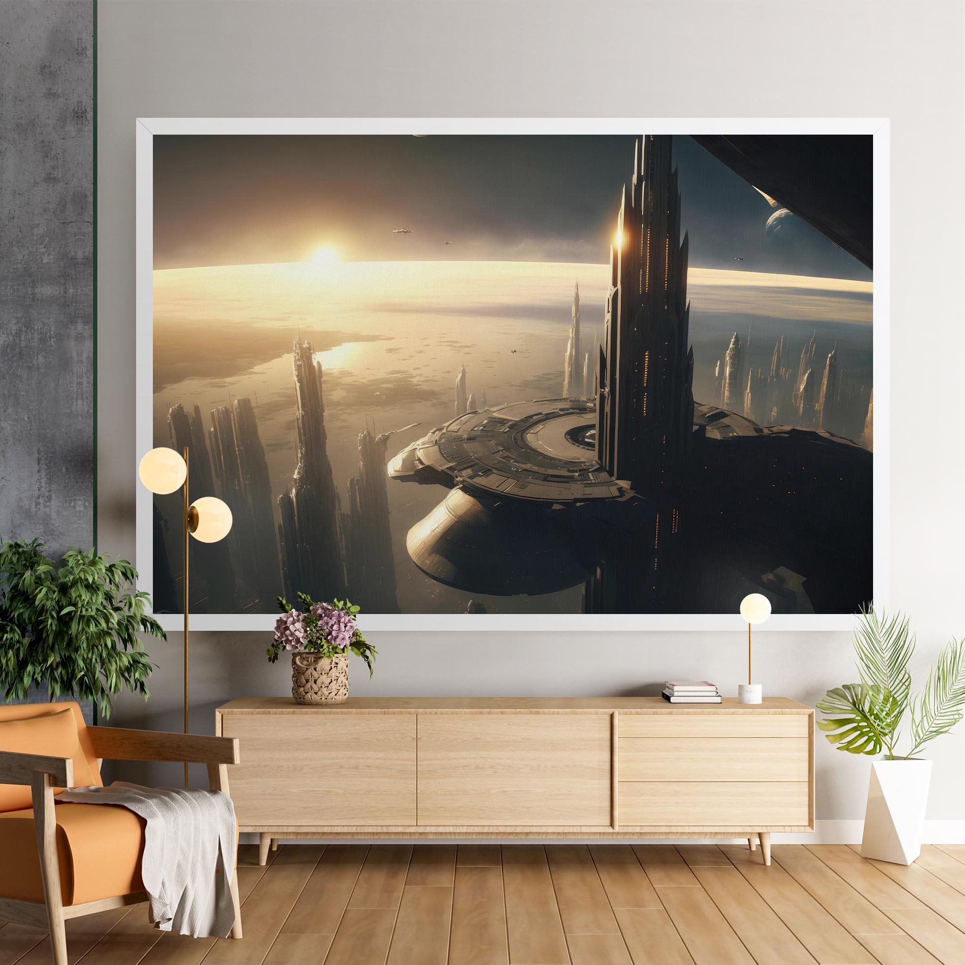 Картина на платно Fantasy Futuristic Cityscape mockup 9