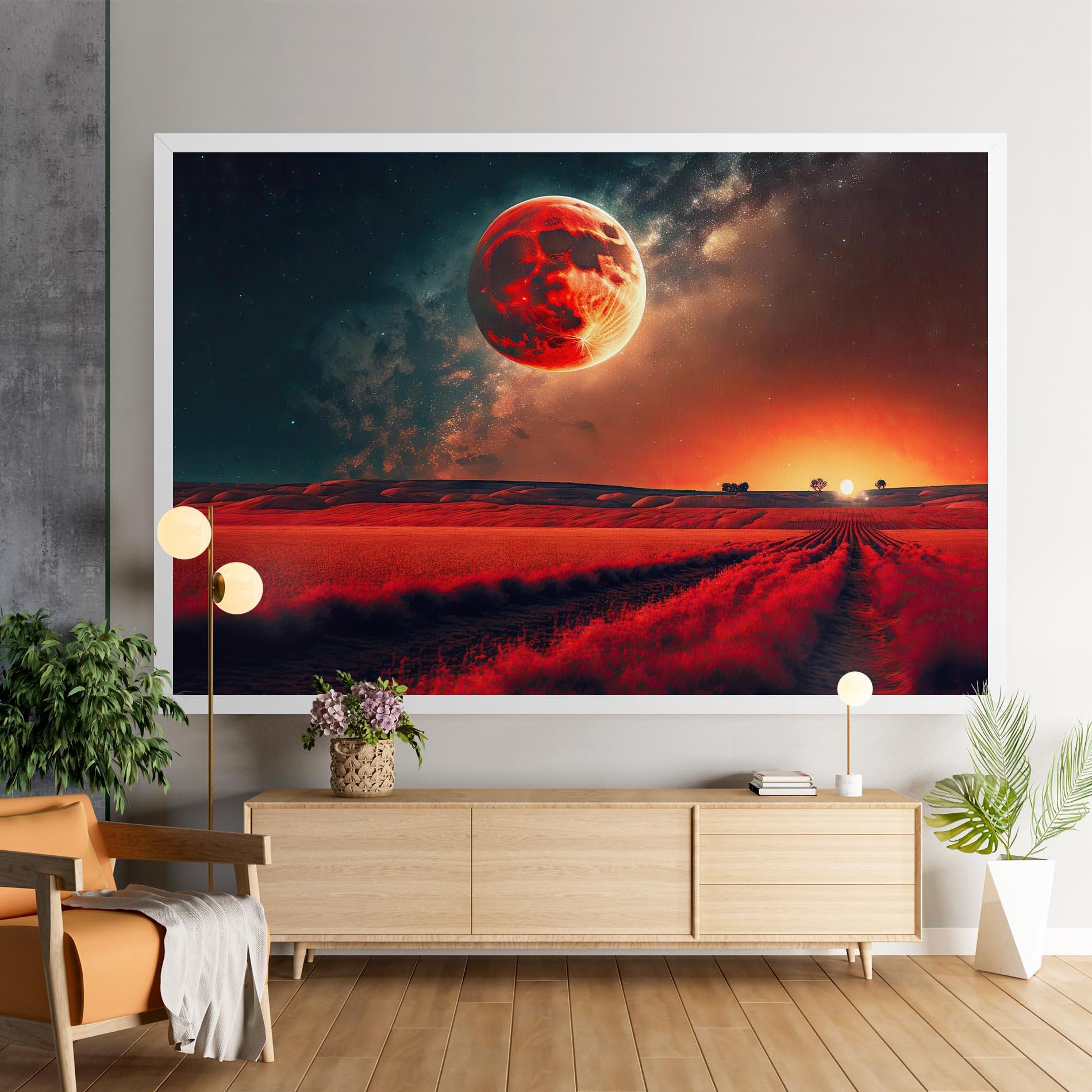 Картина на платно Huge Red Moon mockup 9