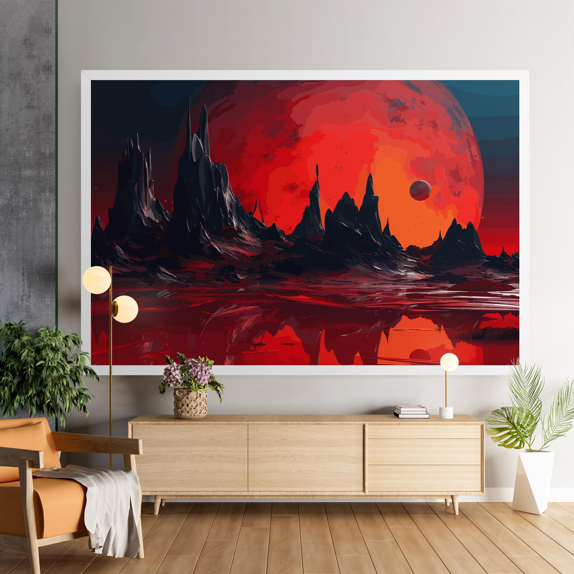 Картина на платно Red Moon World mockup 9