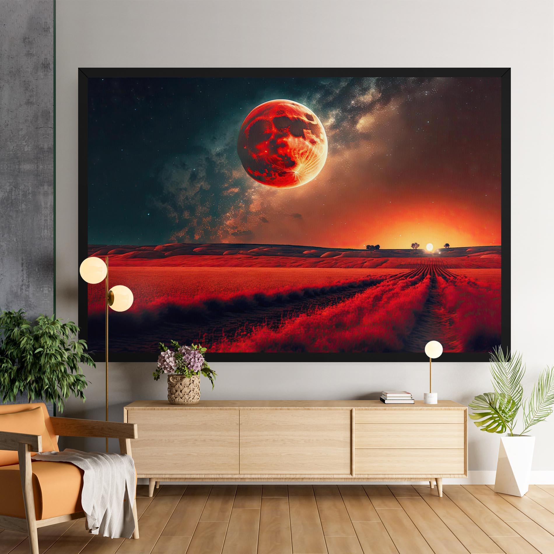 Картина на платно Huge Red Moon mockup 9