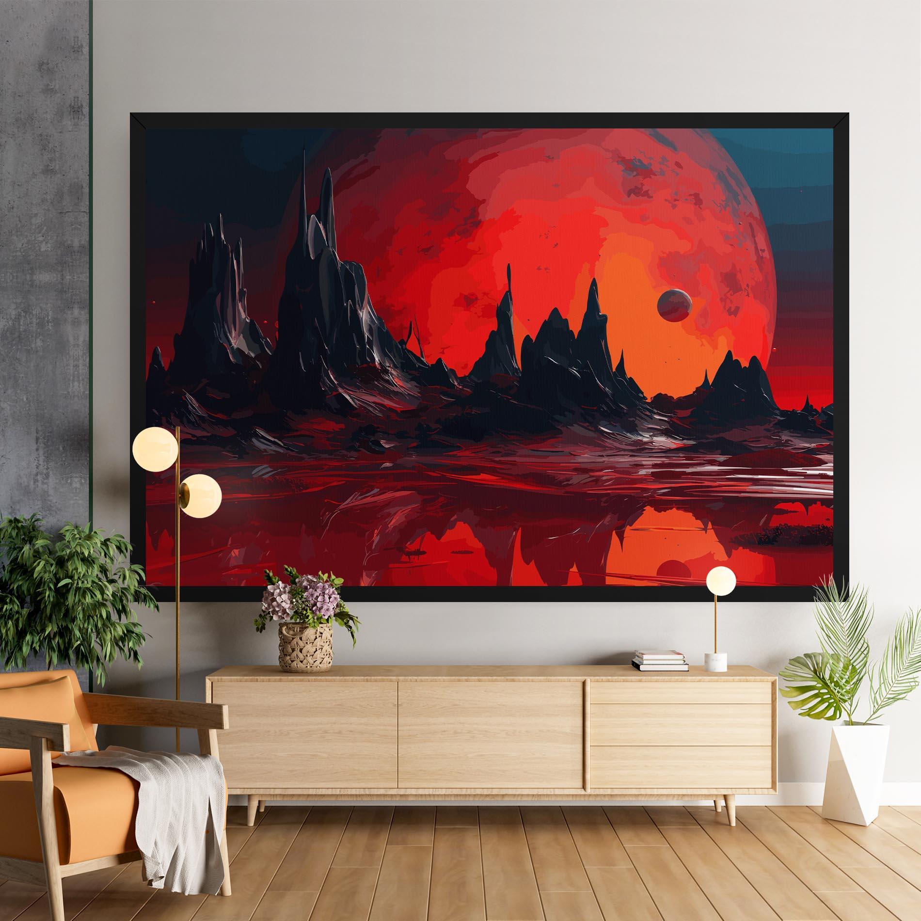 Картина на платно Red Moon World mockup 9