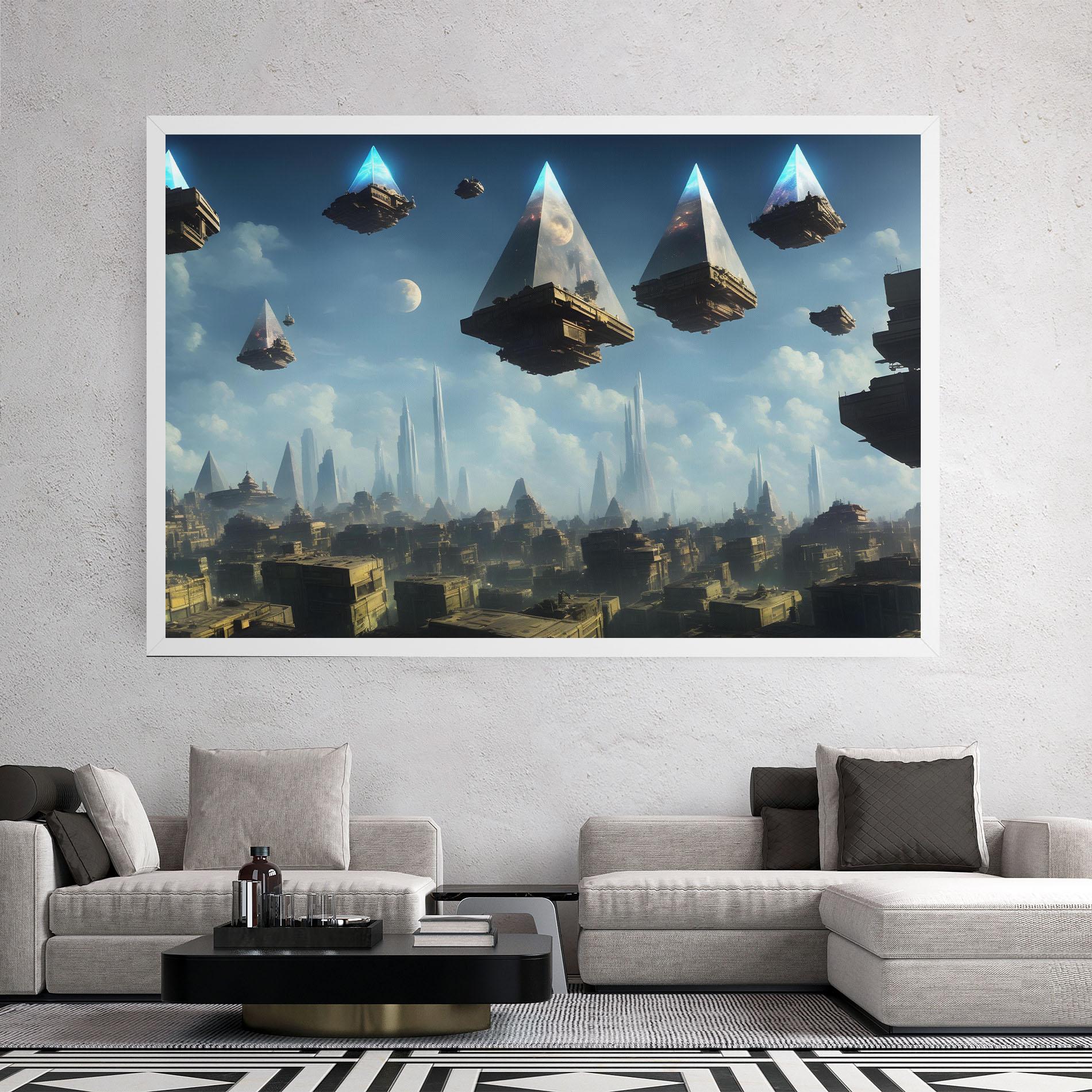 Картина на платно Flying Piramids mockup 2