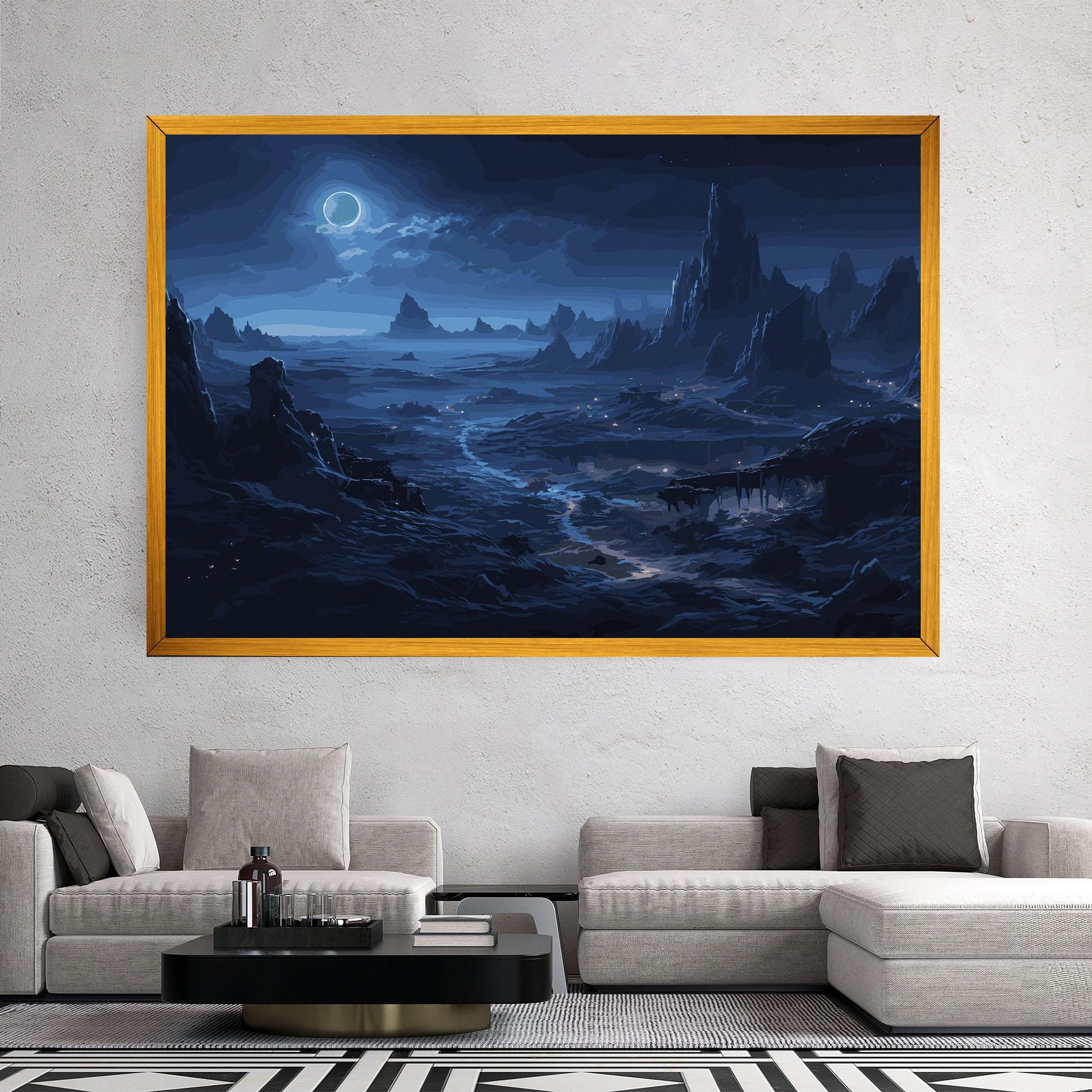 Картина на платно Blue Art World mockup 2