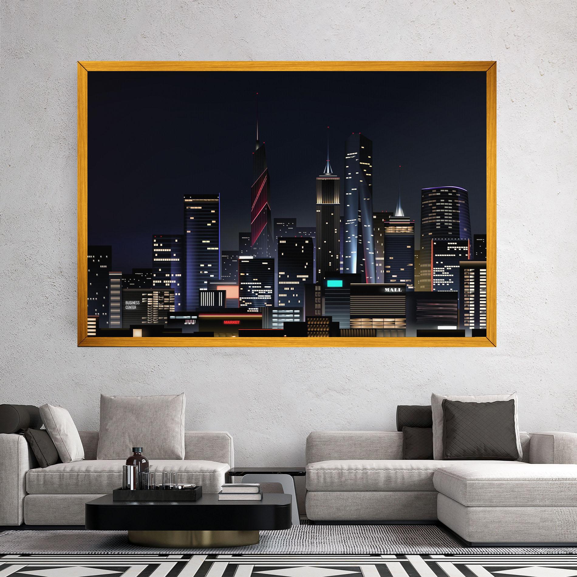 Картина на платно Night City mockup 2